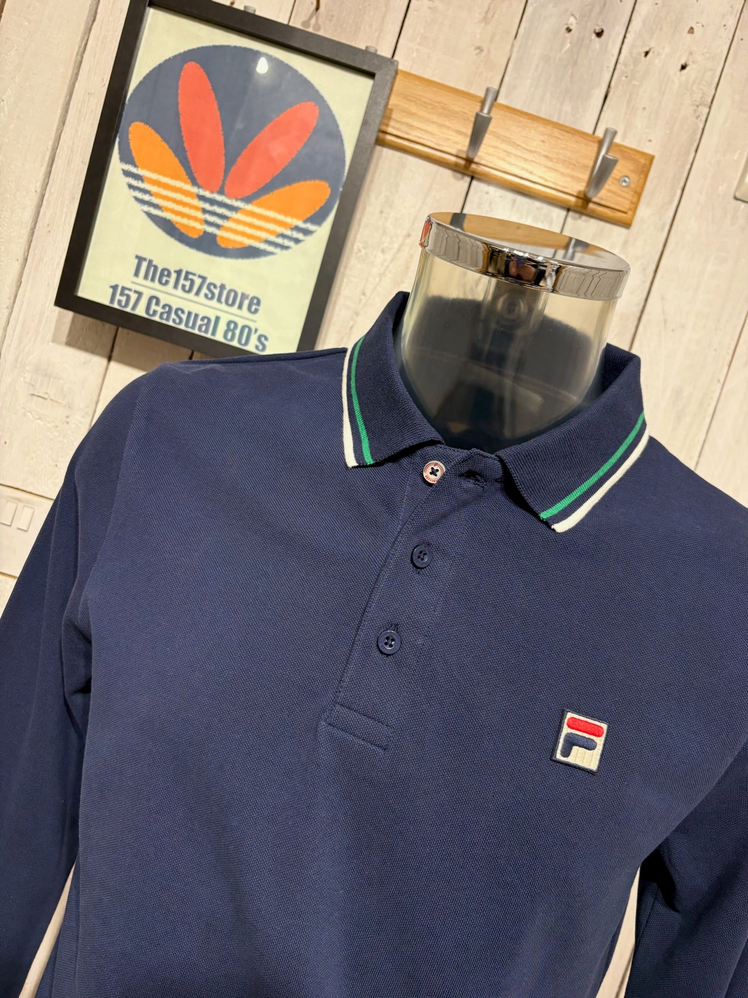 Fila Vintage Monte Tipped Polo - Fila Navy (Long Sleeve) - Image 2