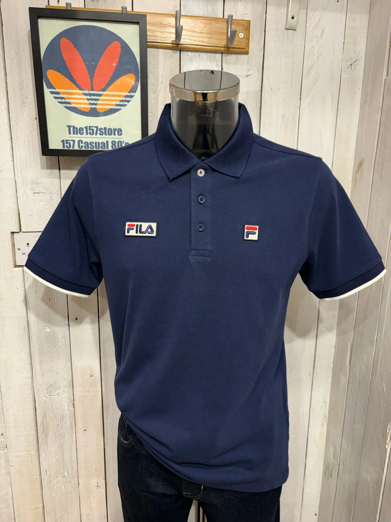 Fila Vintage Pablo Twin Emblem Polo - Fila Navy / Gardenia