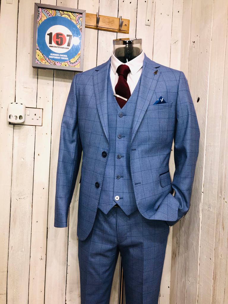 Fratelli Milano Check Trousers - Blue - UP TO 46" WAIST - Image 3