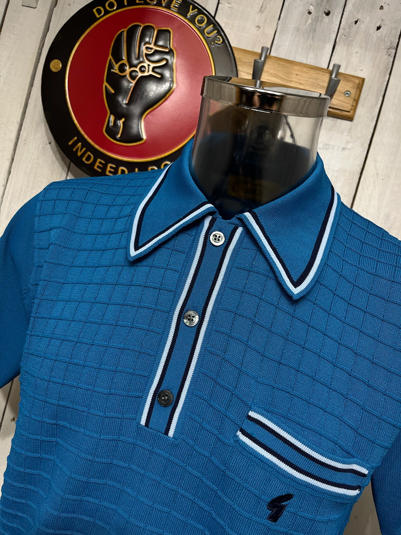 Gabicci Archive Re-Issue Dario Knit - Aqua - Image 3