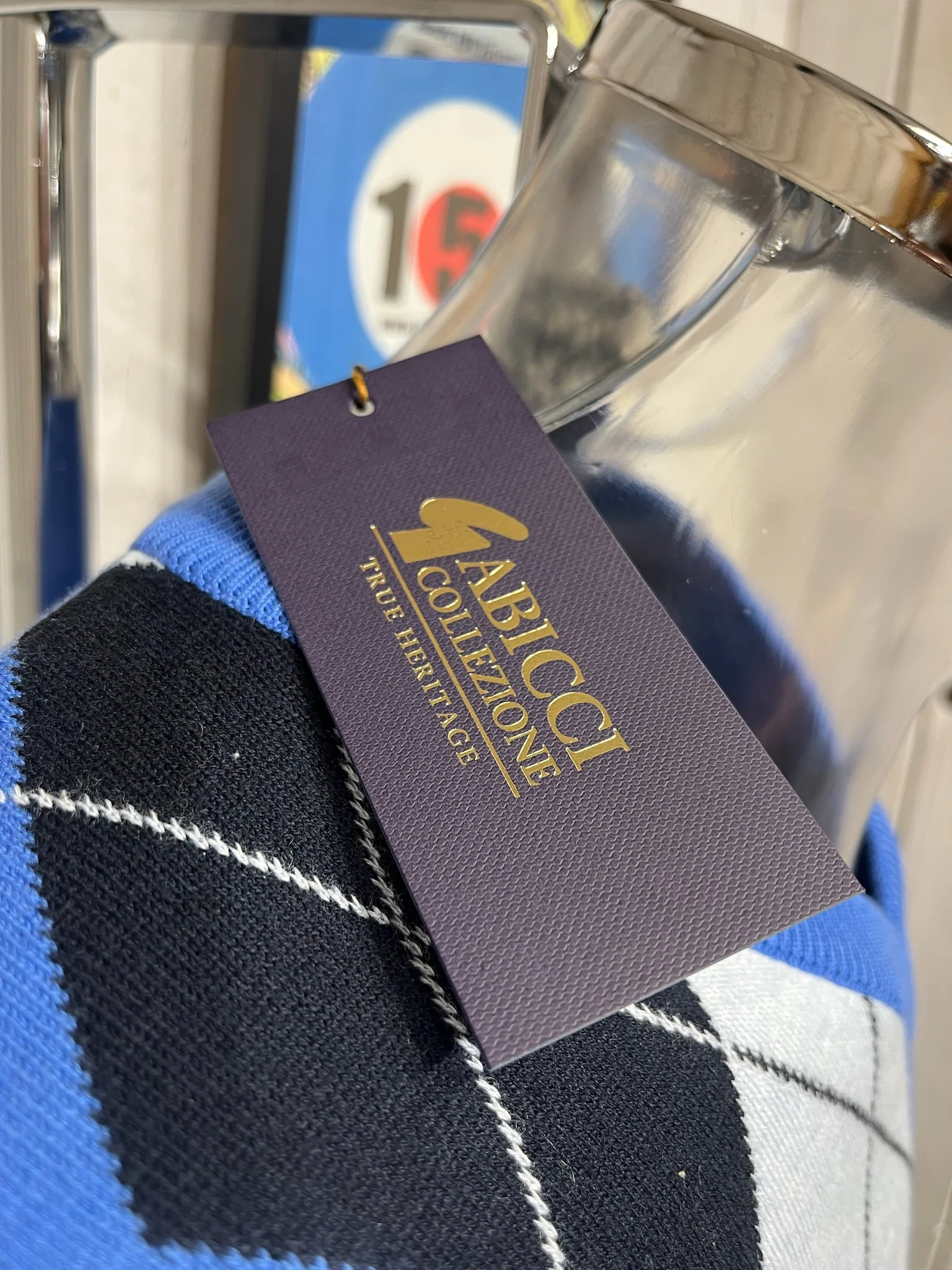 Gabicci Classic Argyle Knit - Thames Blue - Image 3