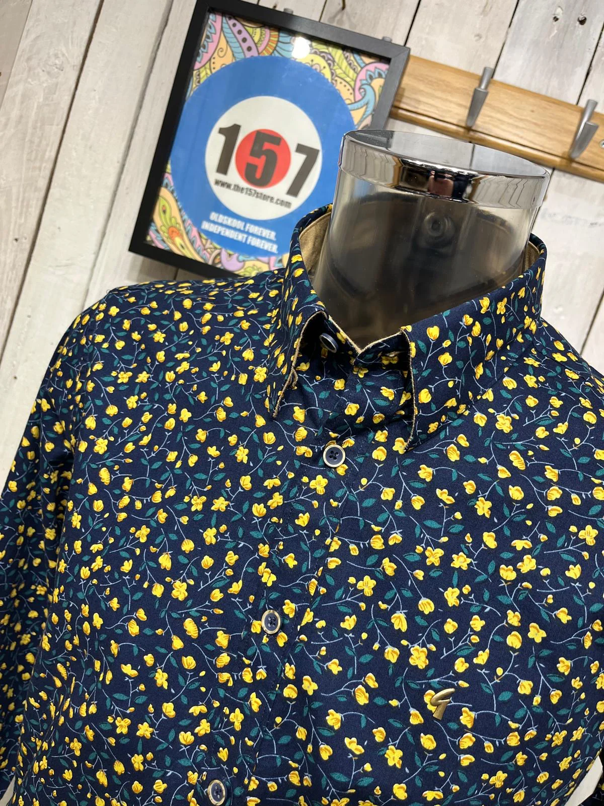 Gabicci Vintage Archie Floral Shirt - Navy - Image 3