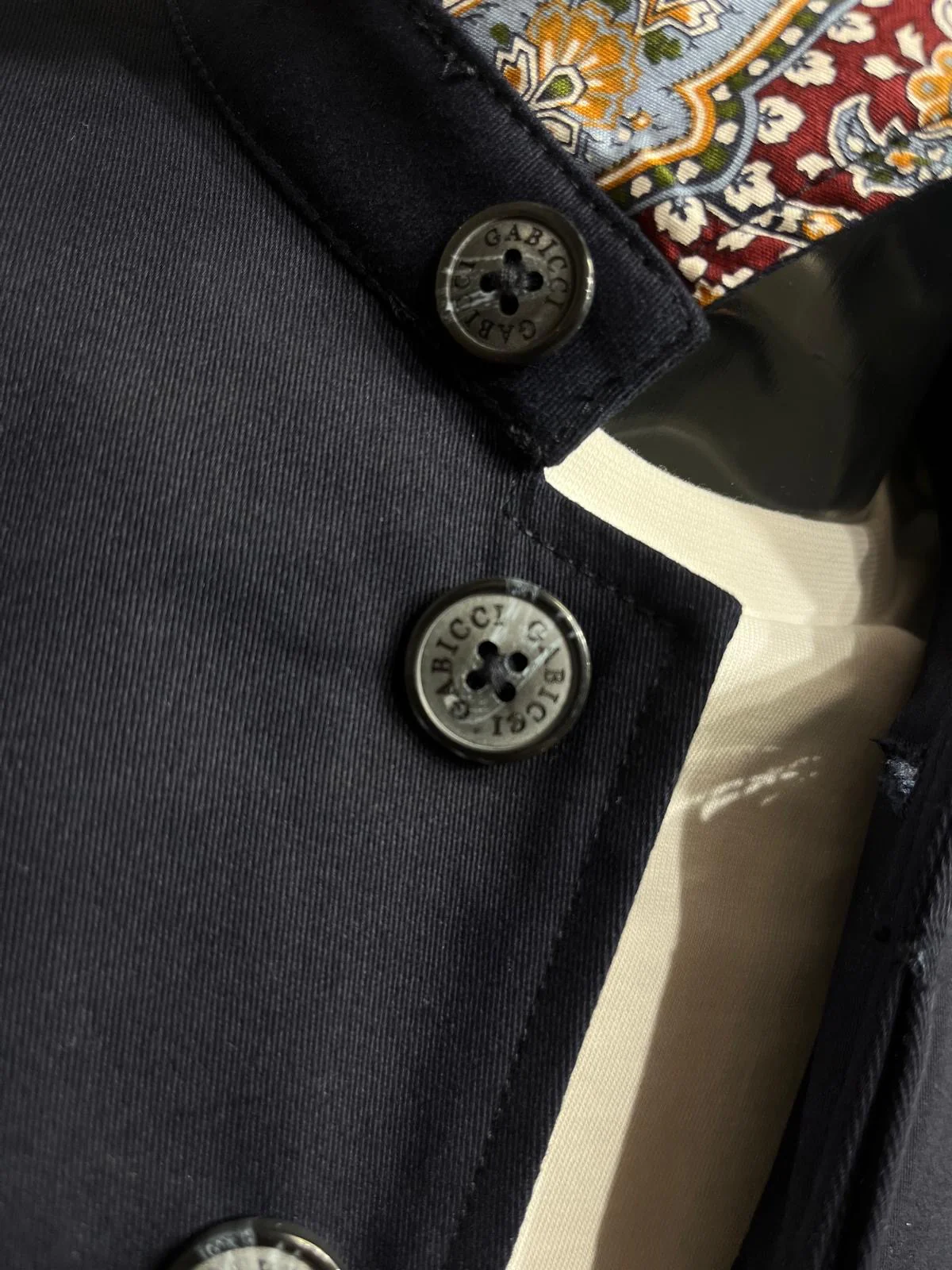 Gabicci Vintage Brushed Cotton Mac - Navy (Paisley Lined) - Image 5