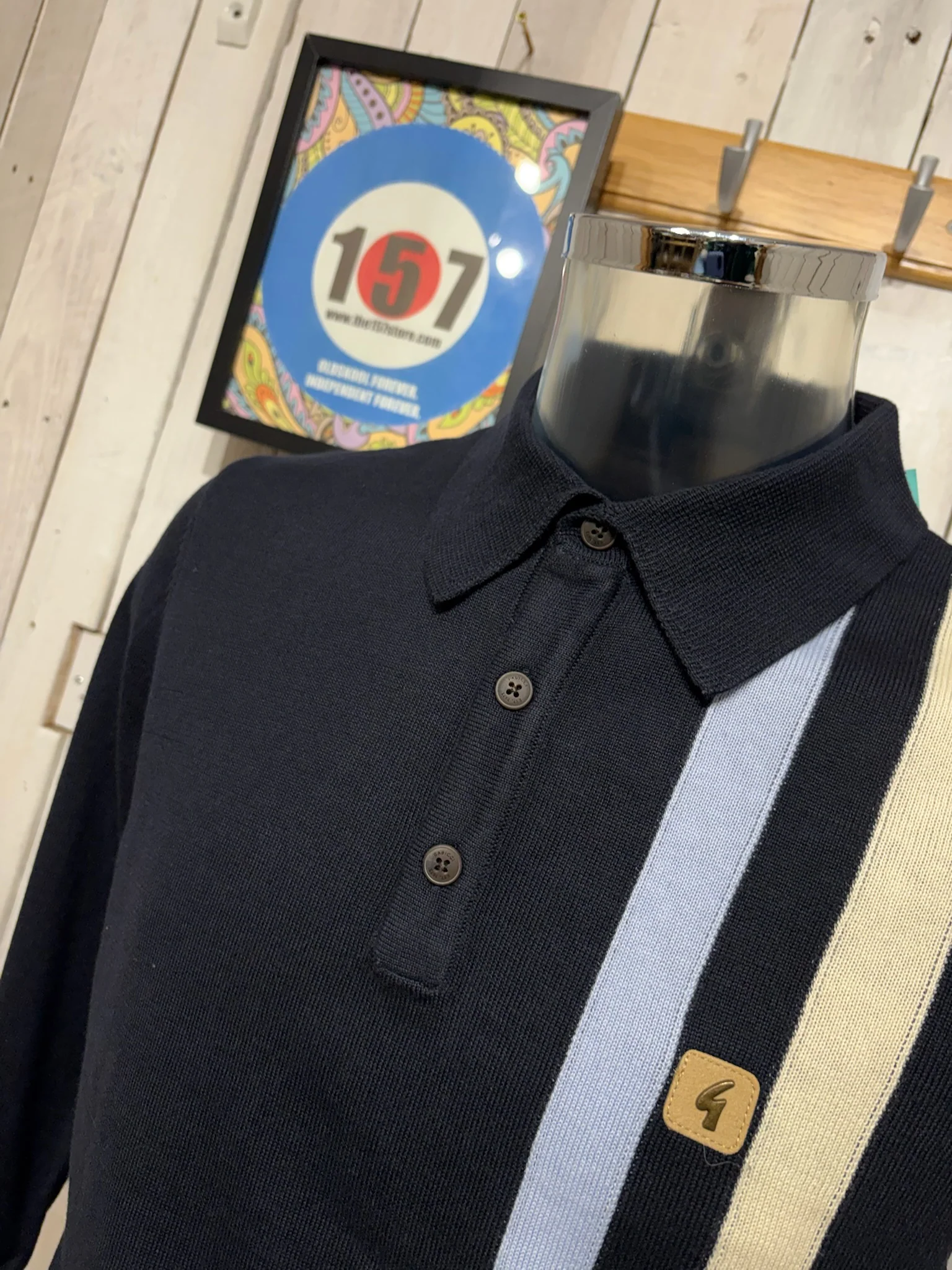 Gabicci Vintage Coltrane Stripe Knit - Navy - Image 2