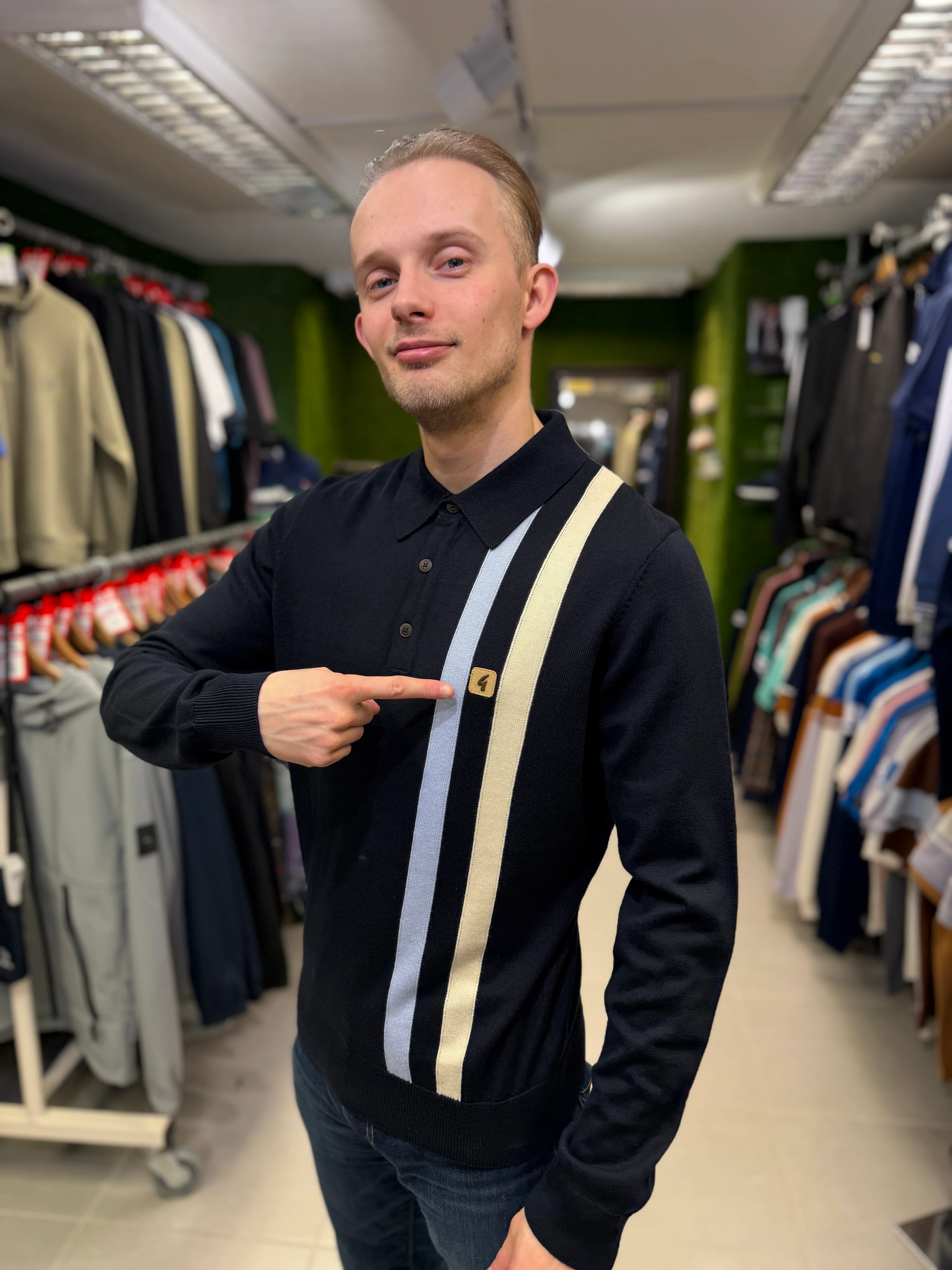 Gabicci Vintage Coltrane Stripe Knit - Navy - Image 4