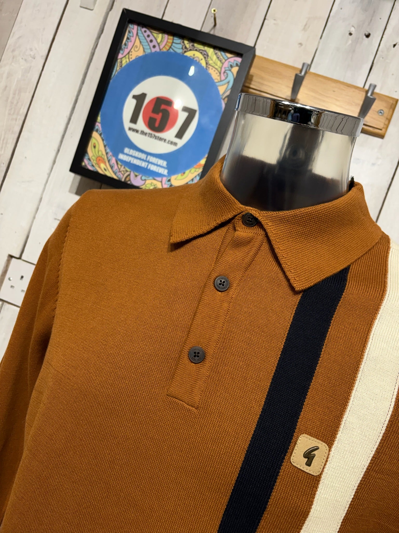 Gabicci Vintage Coltrane Stripe Knit - Walnut - Image 2