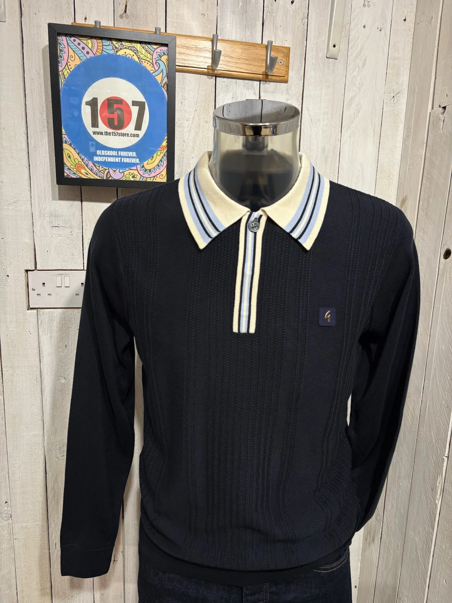 Gabicci Vintage Dean Tipped Knit Polo - Navy