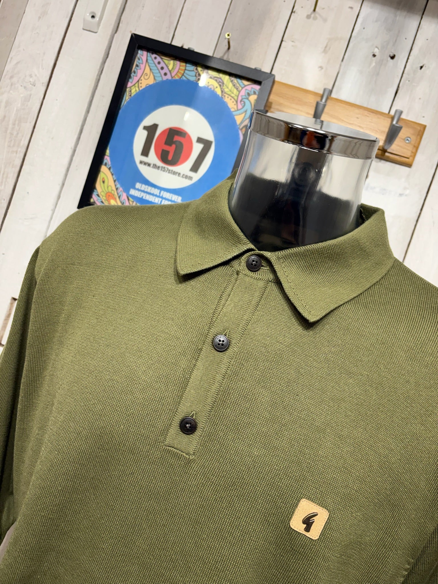Gabicci Vintage Francesco Long Sleeve Knit - Spruce - Image 2
