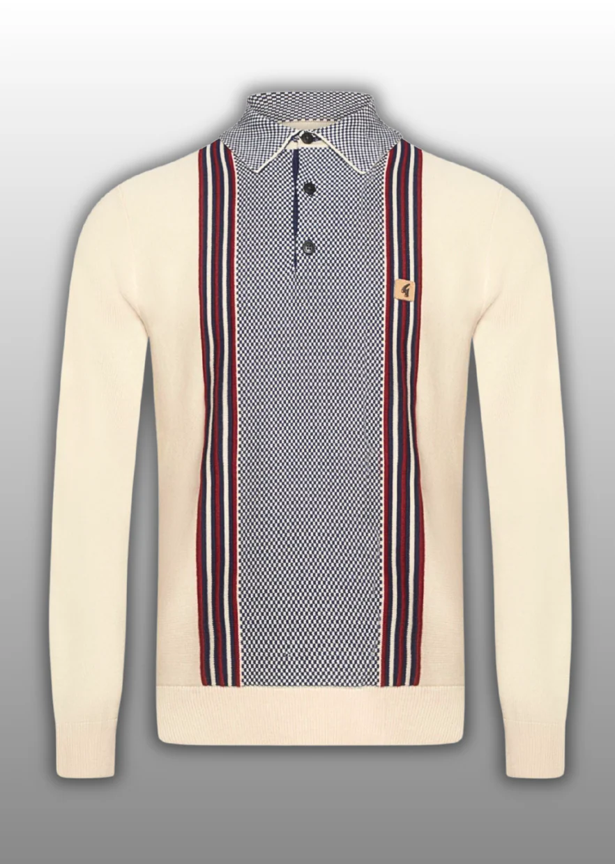 Gabicci Vintage Hadon Ska Knit Polo 2026 - Cream - Image 3