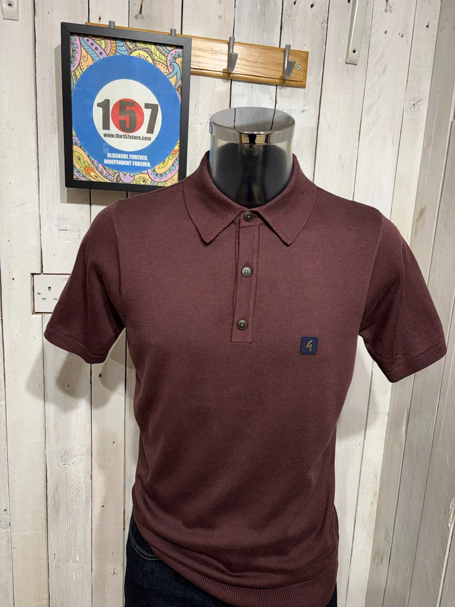 Gabicci Vintage Jackson Knit Polo - Berry