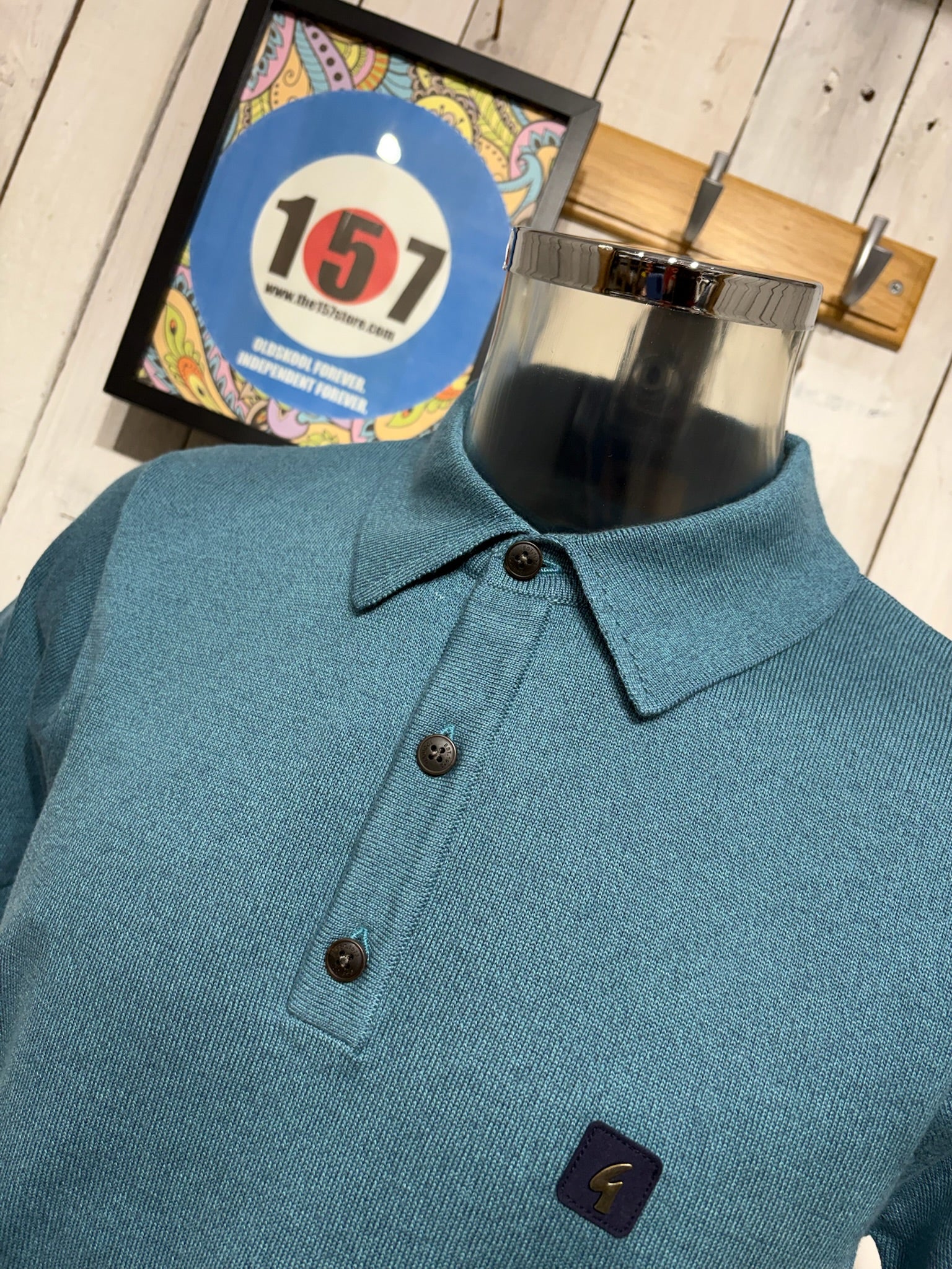Gabicci Vintage Jackson Knit Polo - Teal - Image 2