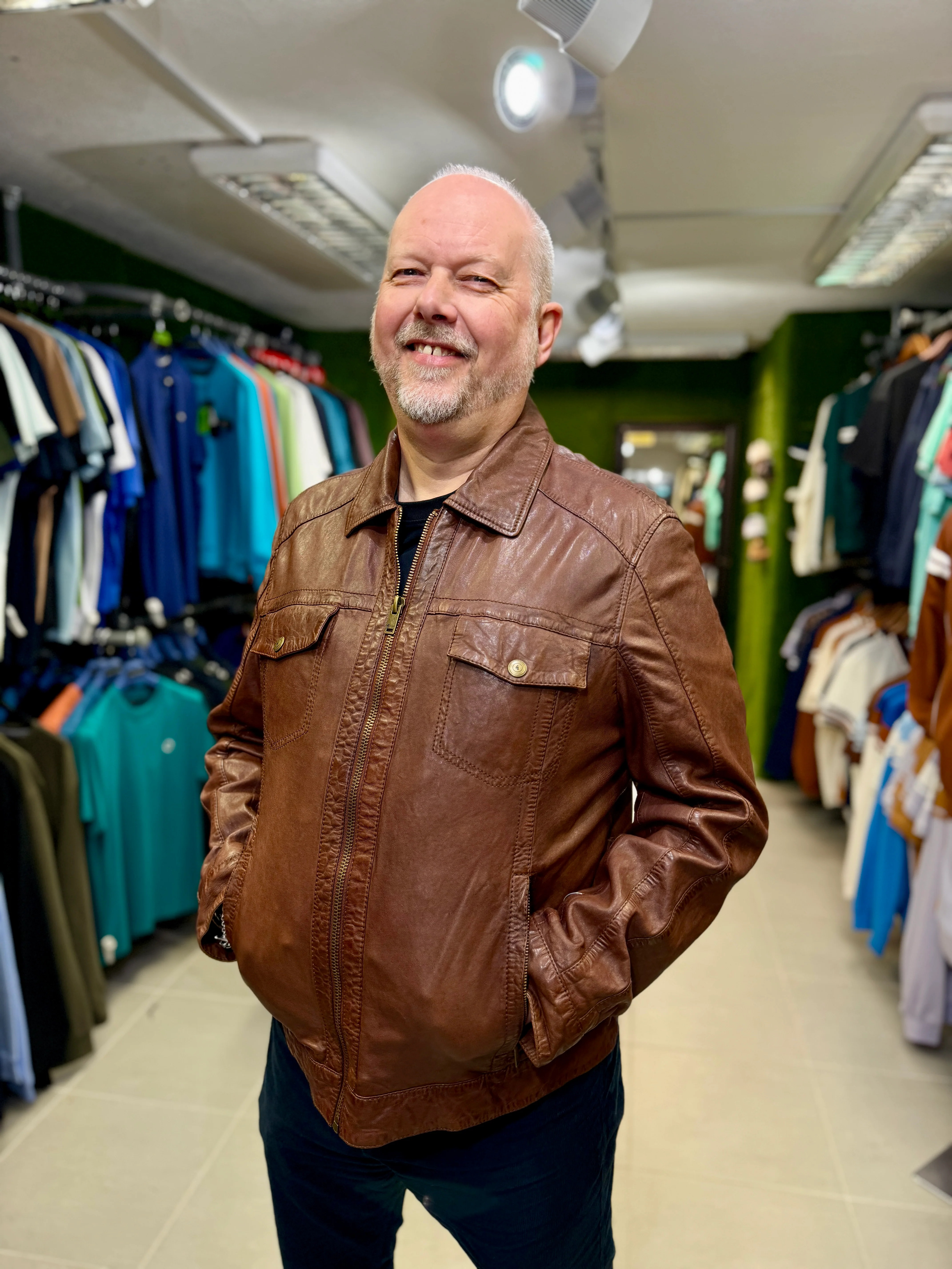 Gabicci Vintage Jameson Leather Jacket - Brown (Paisley Lining) - Image 8