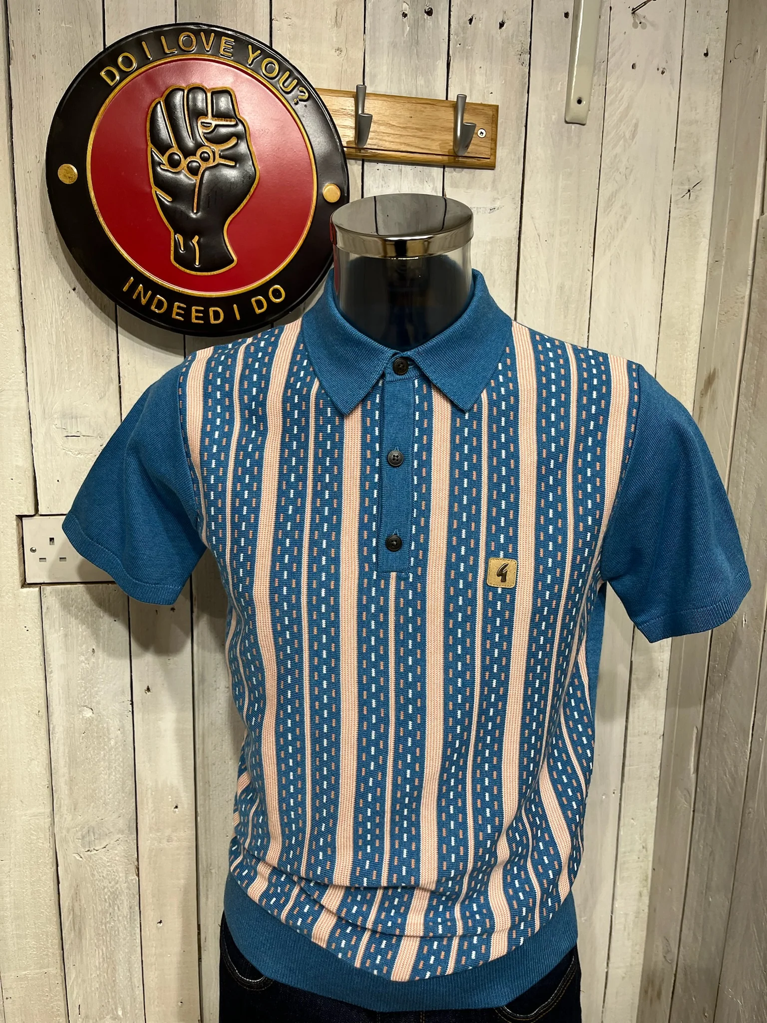 Gabicci Vintage Johnny Stripe Knit - Aqua