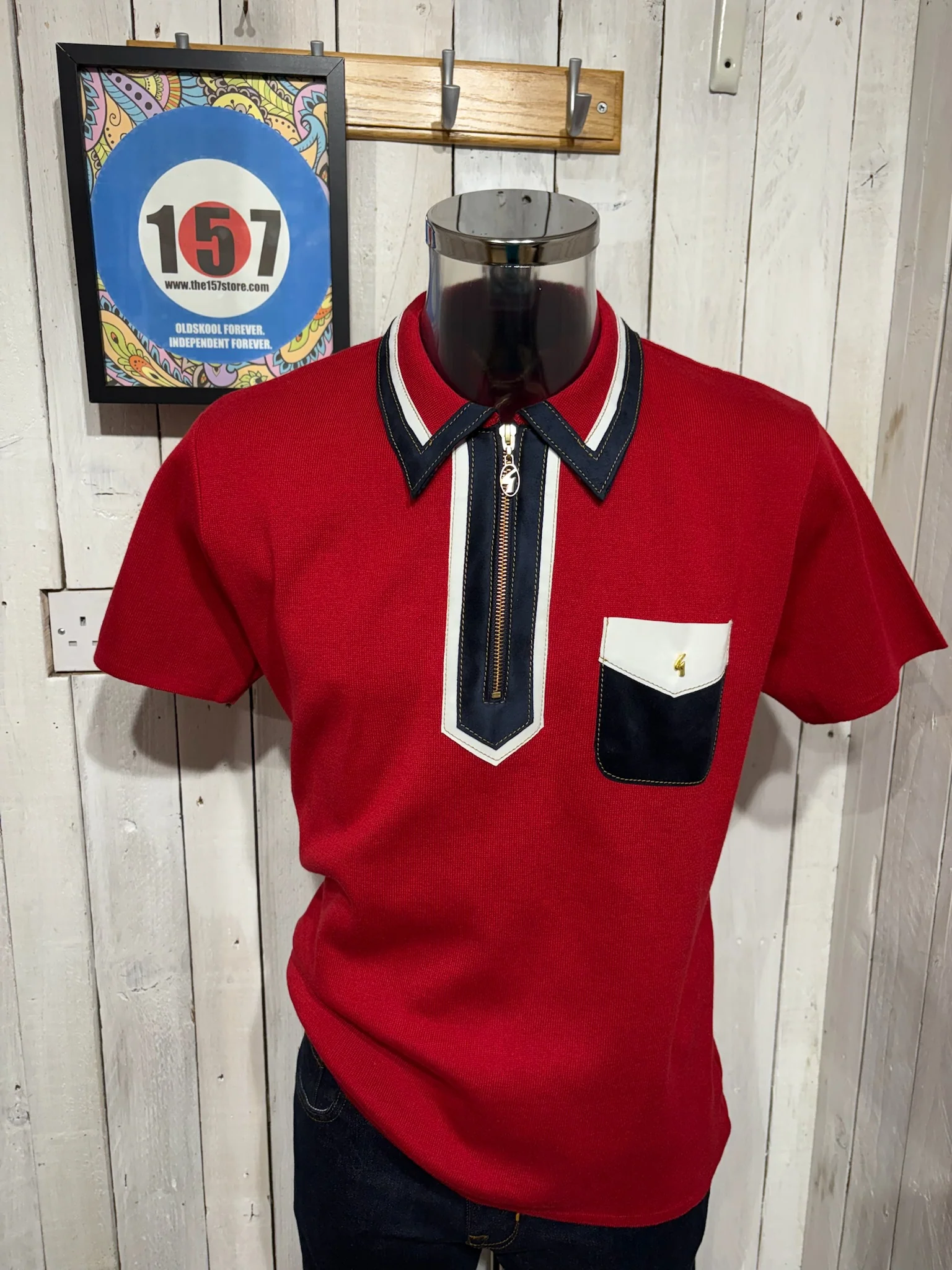 Gabicci Vintage Ladd Knit Polo - Poppy Red