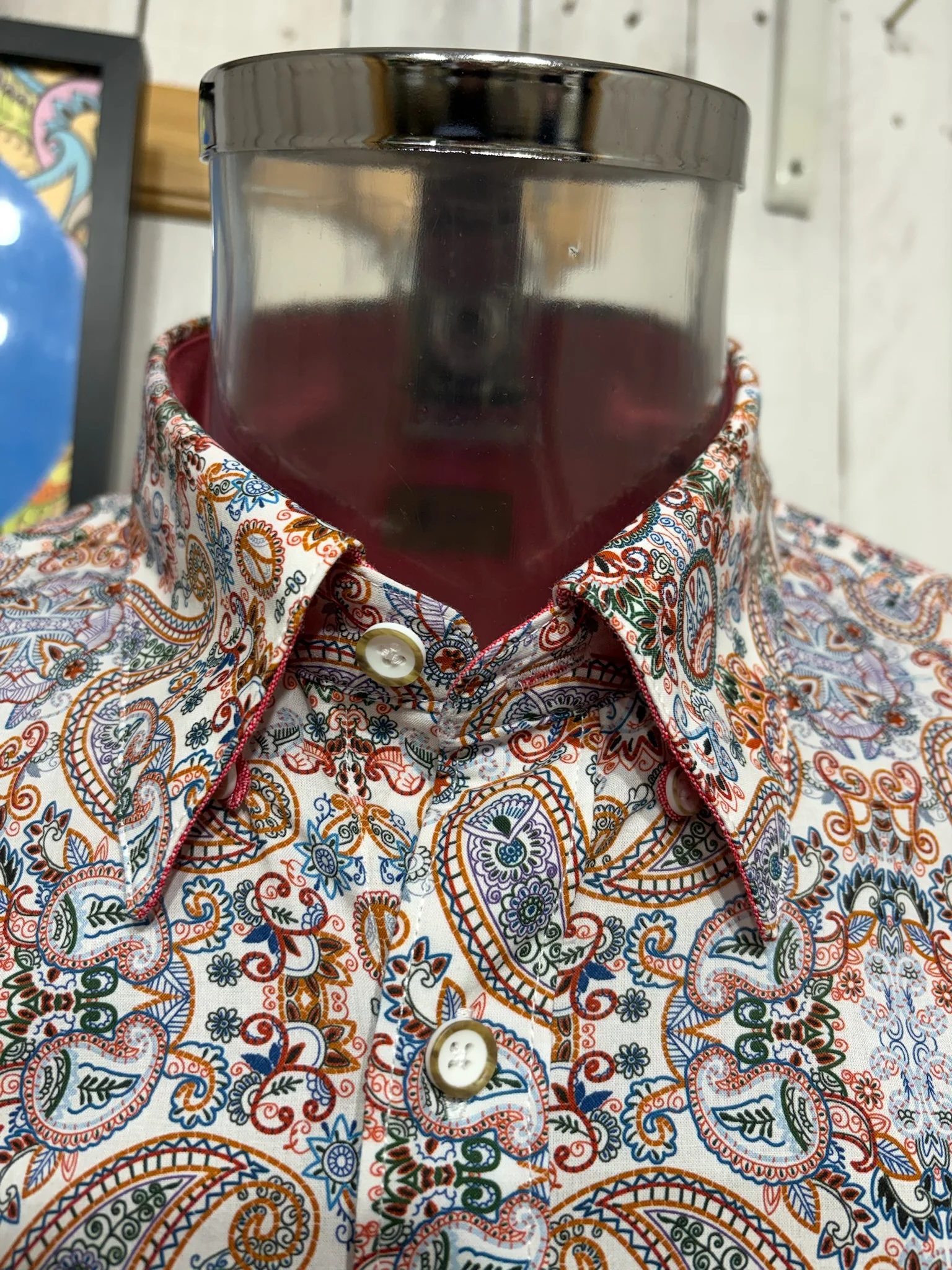 Gabicci Vintage Noah Paisley Shirt - Cream - Image 4