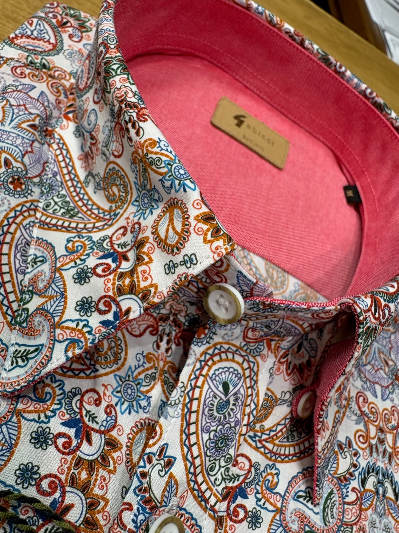 Gabicci Vintage Noah Paisley Shirt - Cream - Image 5