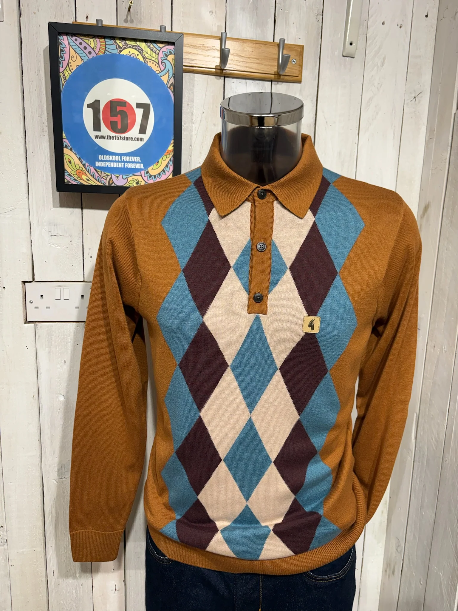 Gabicci Vintage Pablo Argyle Knit - Walnut