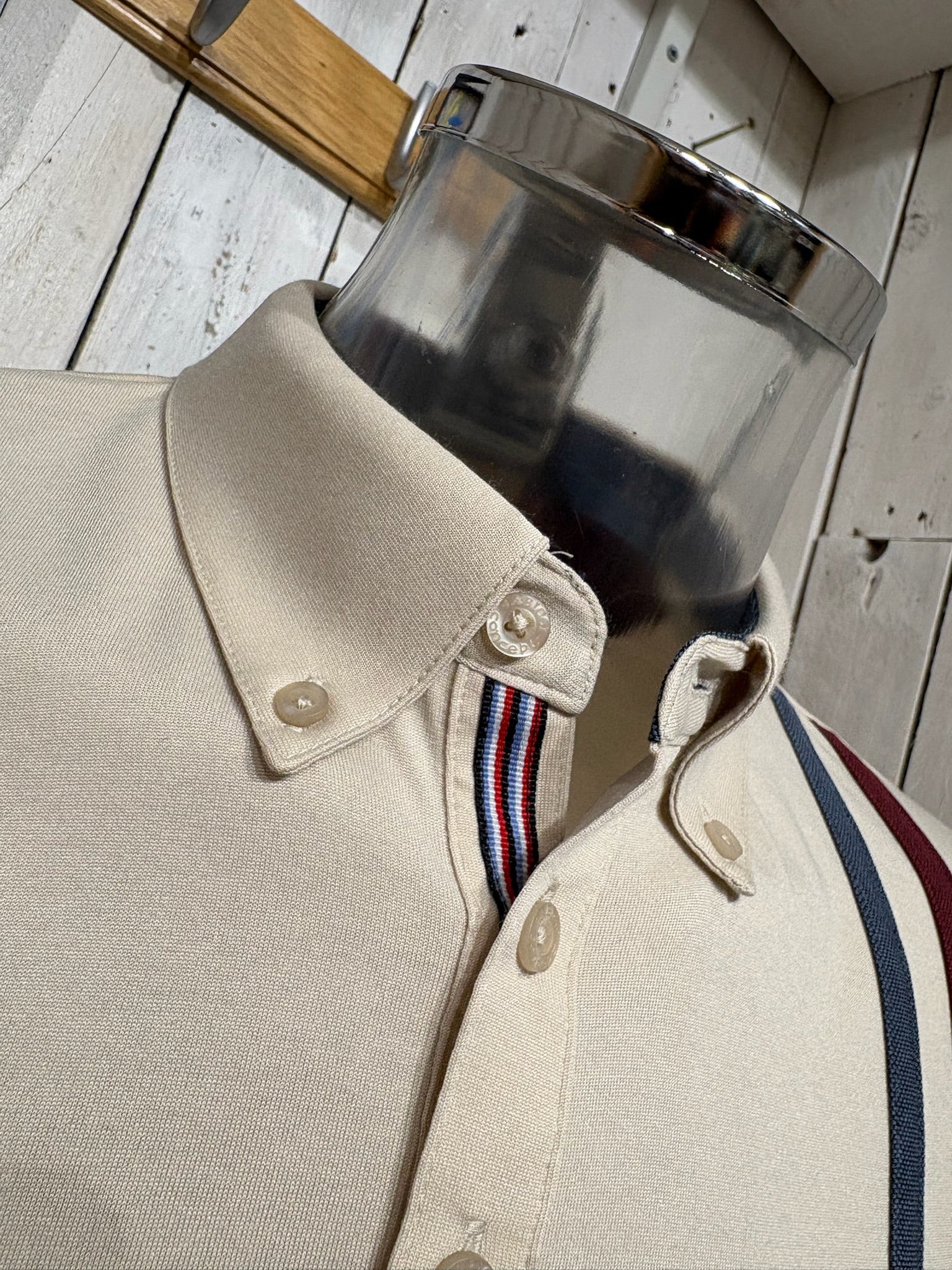 Gabicci Vintage Paddy Race Stripe Polo - NEW 2026 - Sand - Image 3