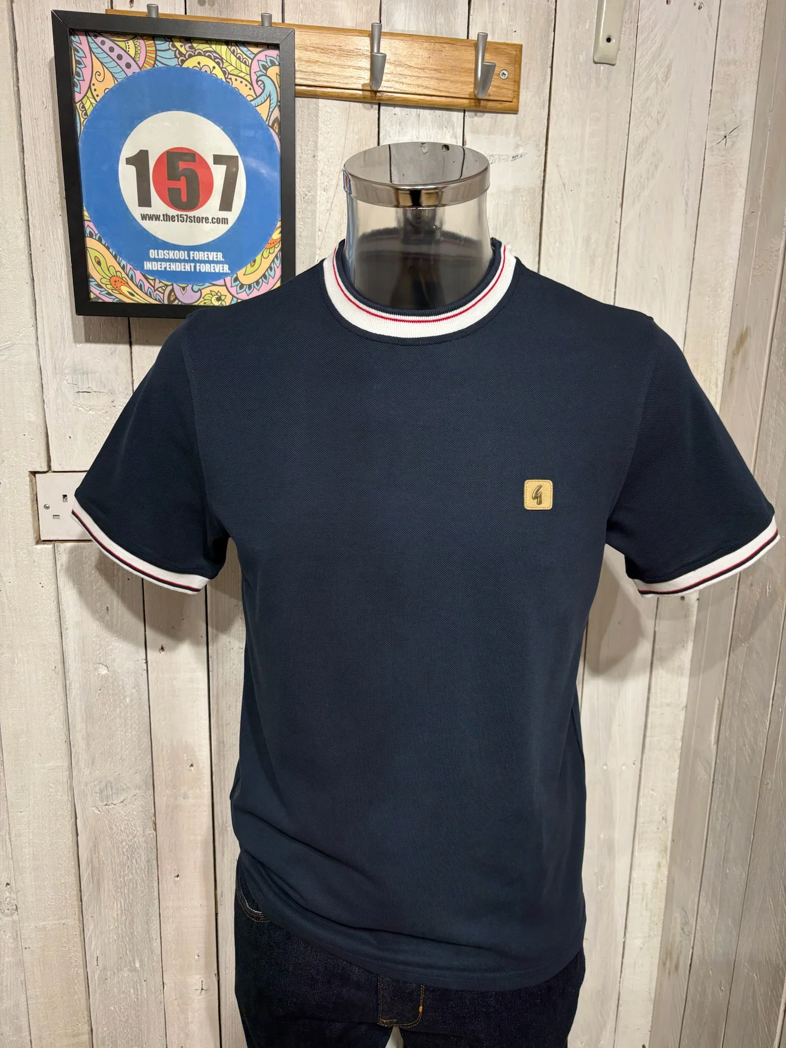 Gabicci Vintage Perry Ringer Tee - Navy
