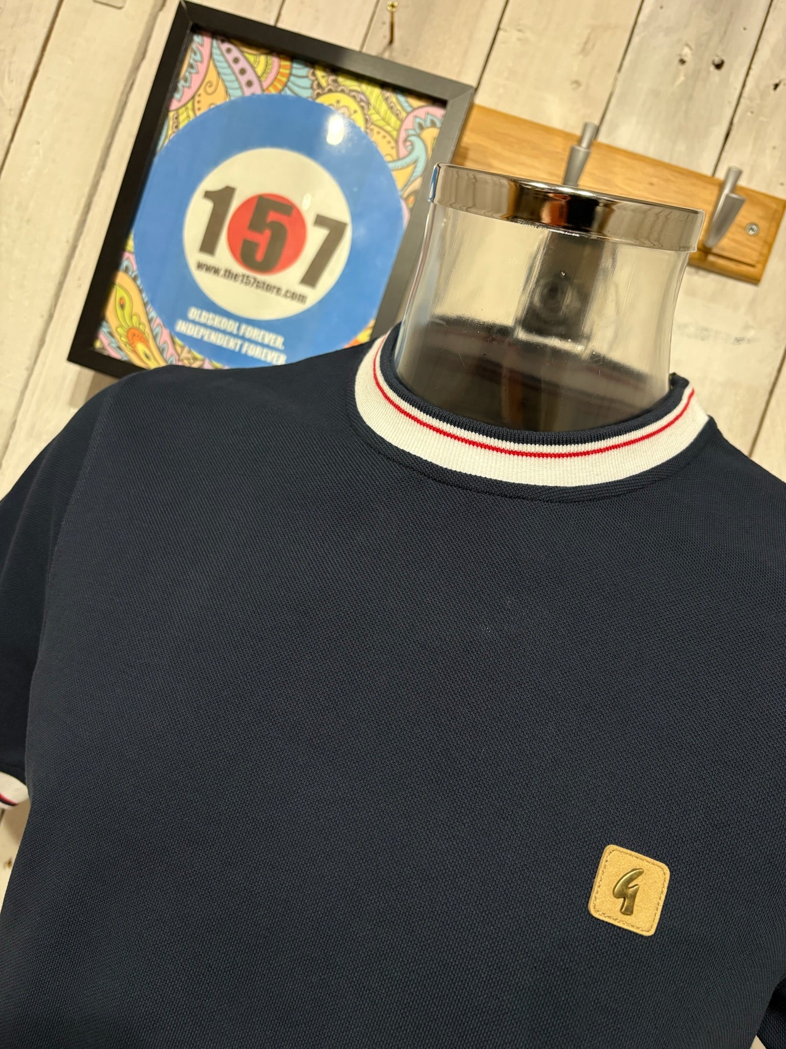 Gabicci Vintage Perry Ringer Tee - Navy - Image 2