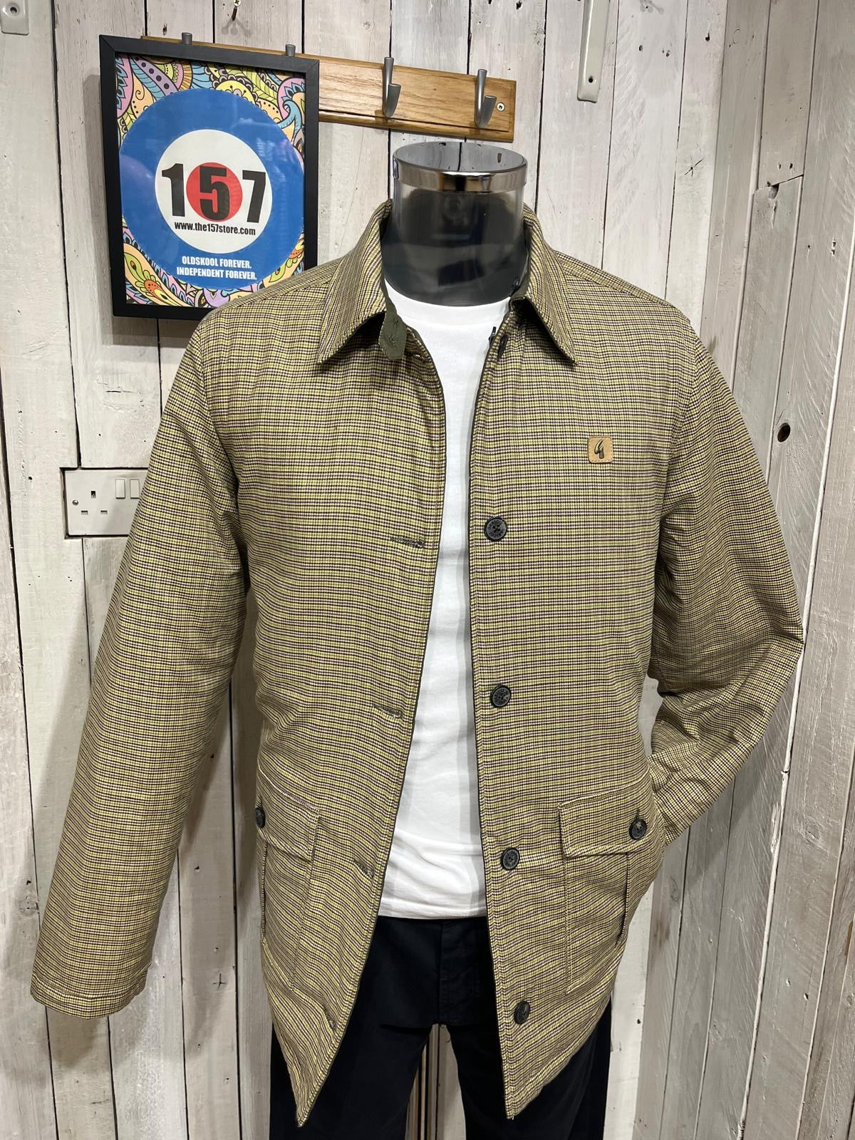 Gabicci Vintage Reversible Houndstooth Jacket - Spruce - THE GENTLEMEN