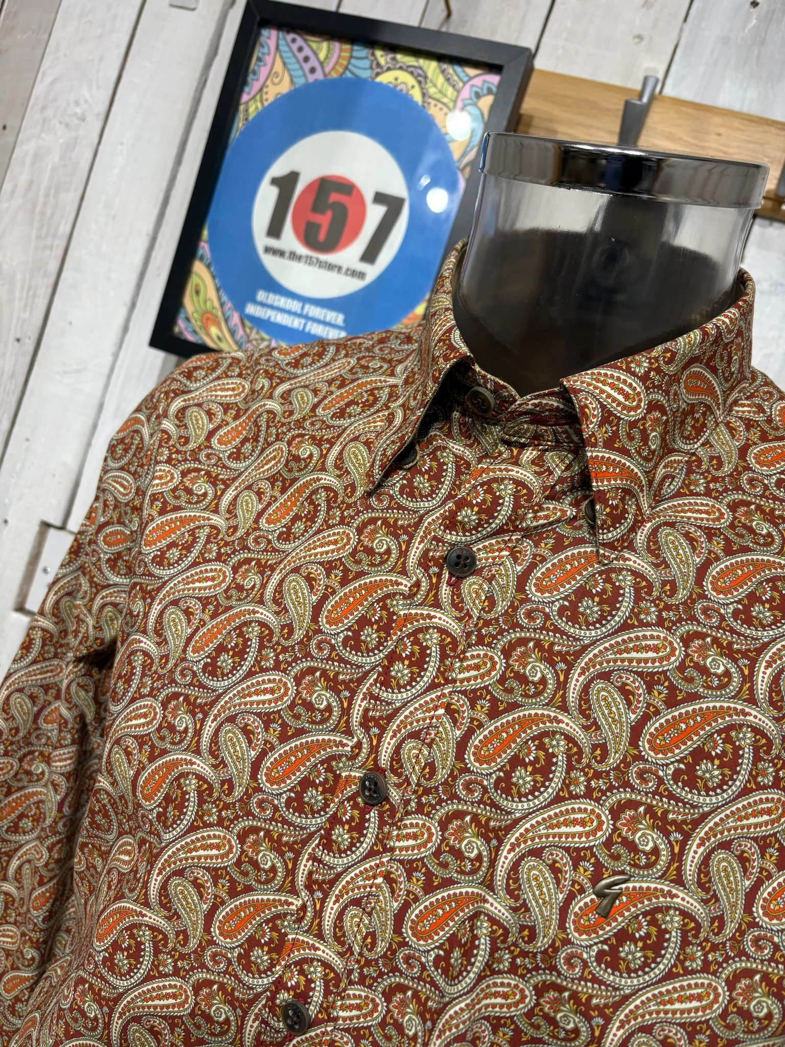 Gabicci Vintage Rory Paisley Shirt - Berry