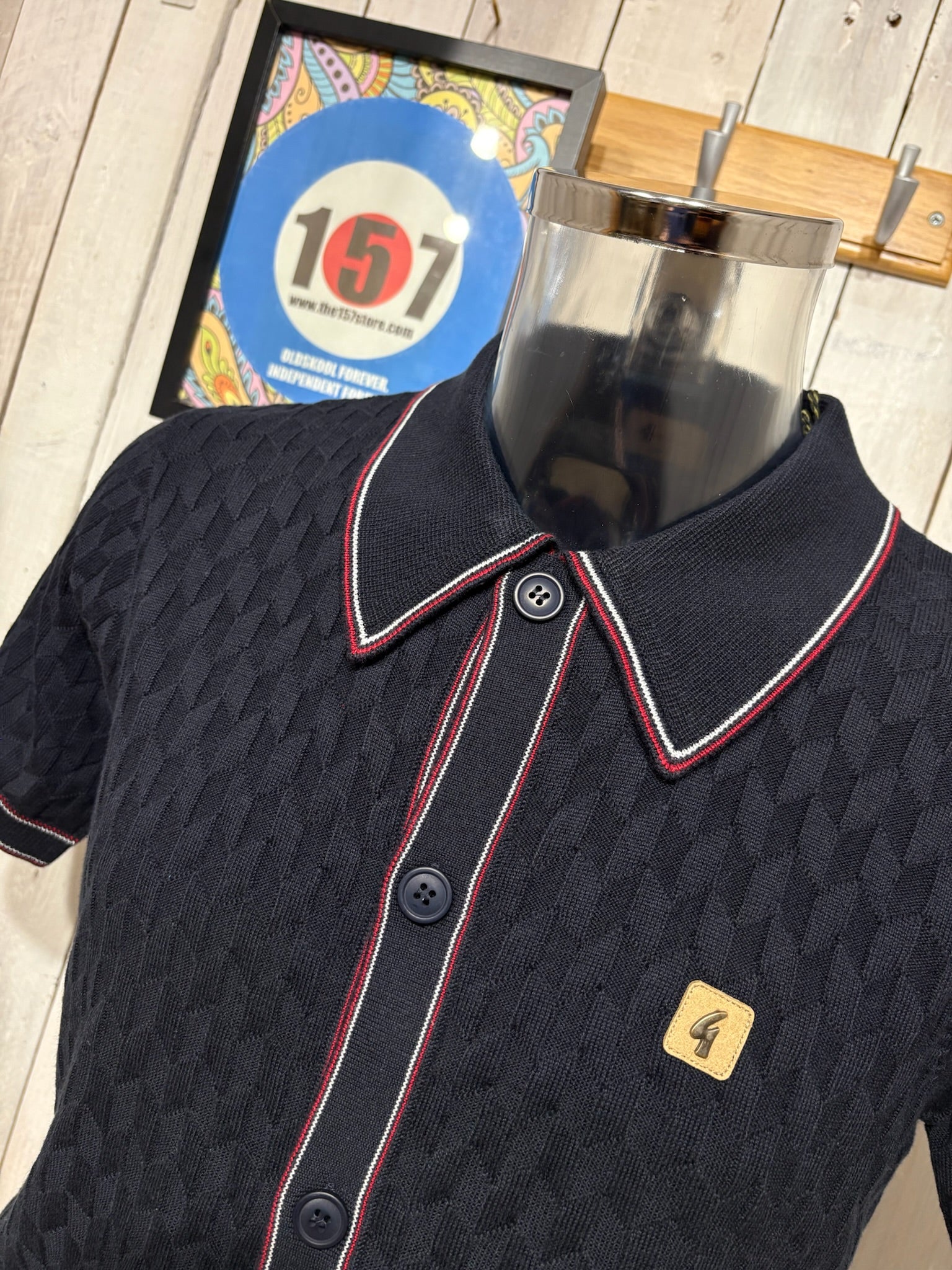 Gabicci Vintage Shaun Button Knit - Navy - Image 2