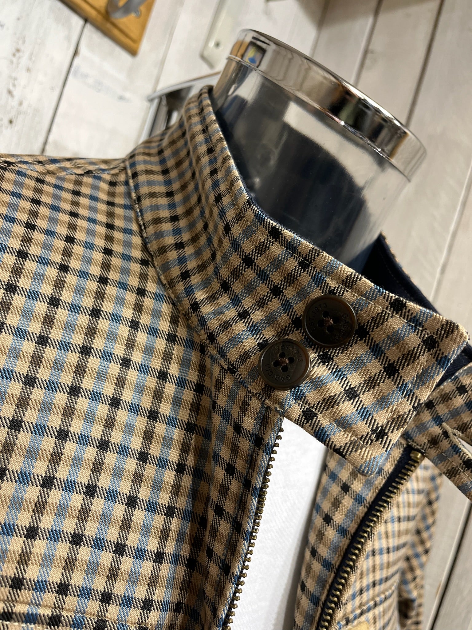 Gabicci Vintage Theo Check Harrington Jacket - Adriatic (The Gentlemen) - Image 3