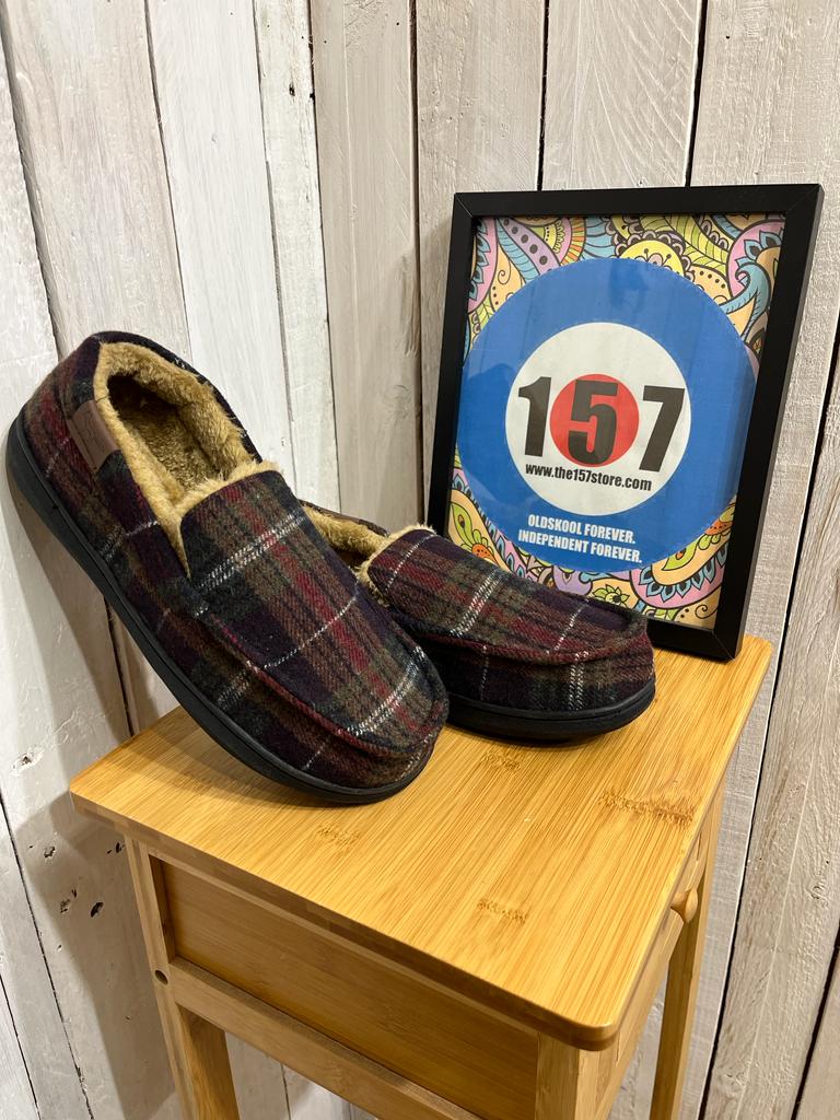 Galway Check Slippers - Brown (Gift Boxed)