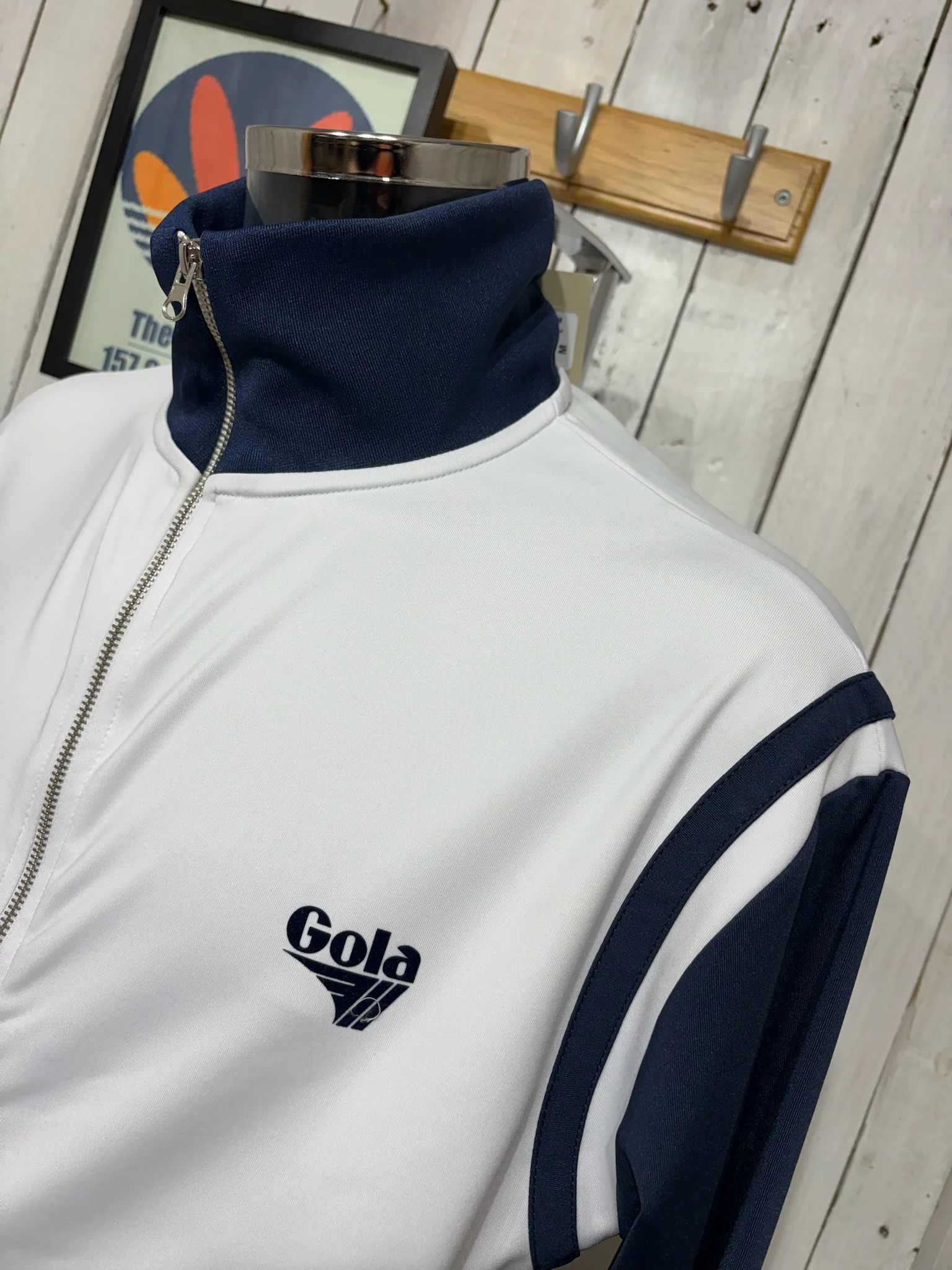 Gola Classics Colour Block Track Jacket - White / Navy - Image 2