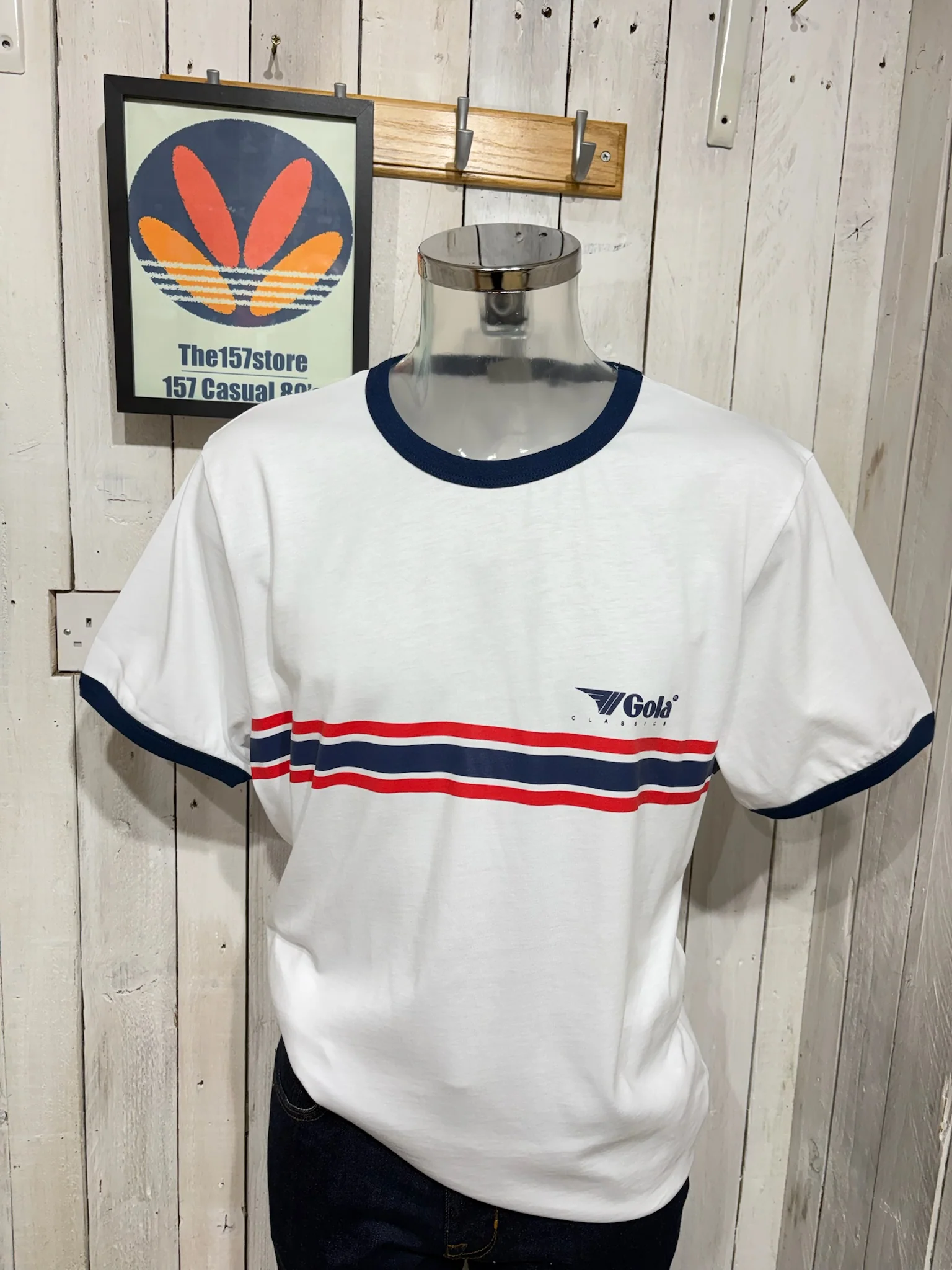 Gola Classics Stripe Logo Tee - White