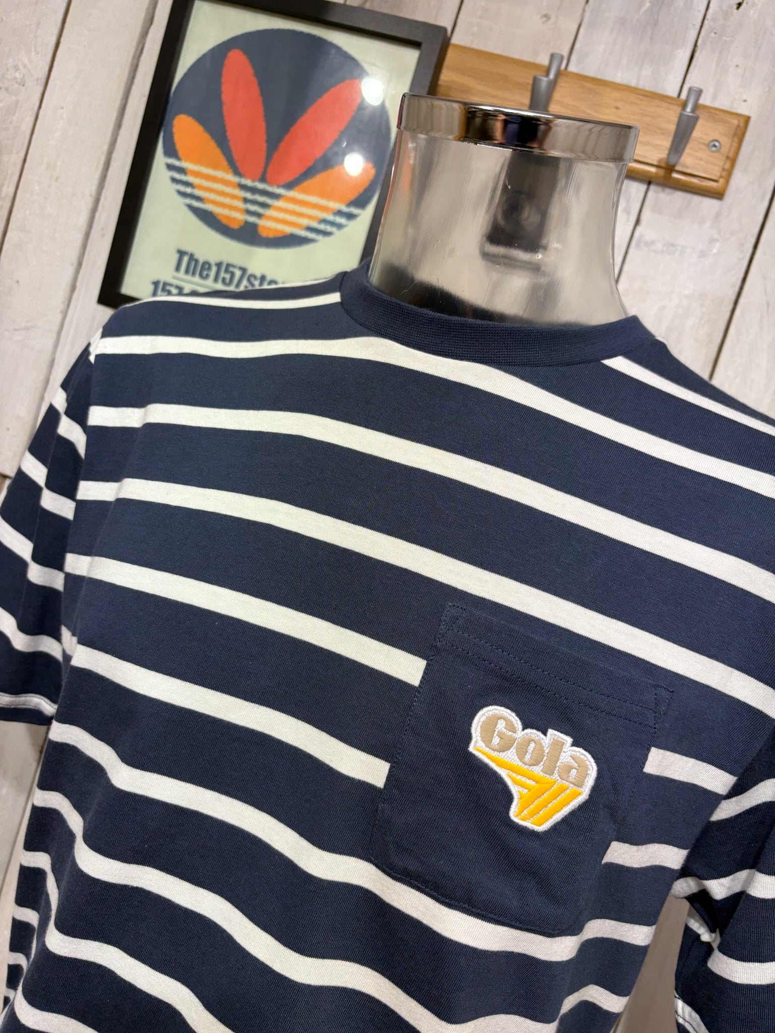 Gola Classics Stripe Tee Embroidered Logo - Navy - Image 2