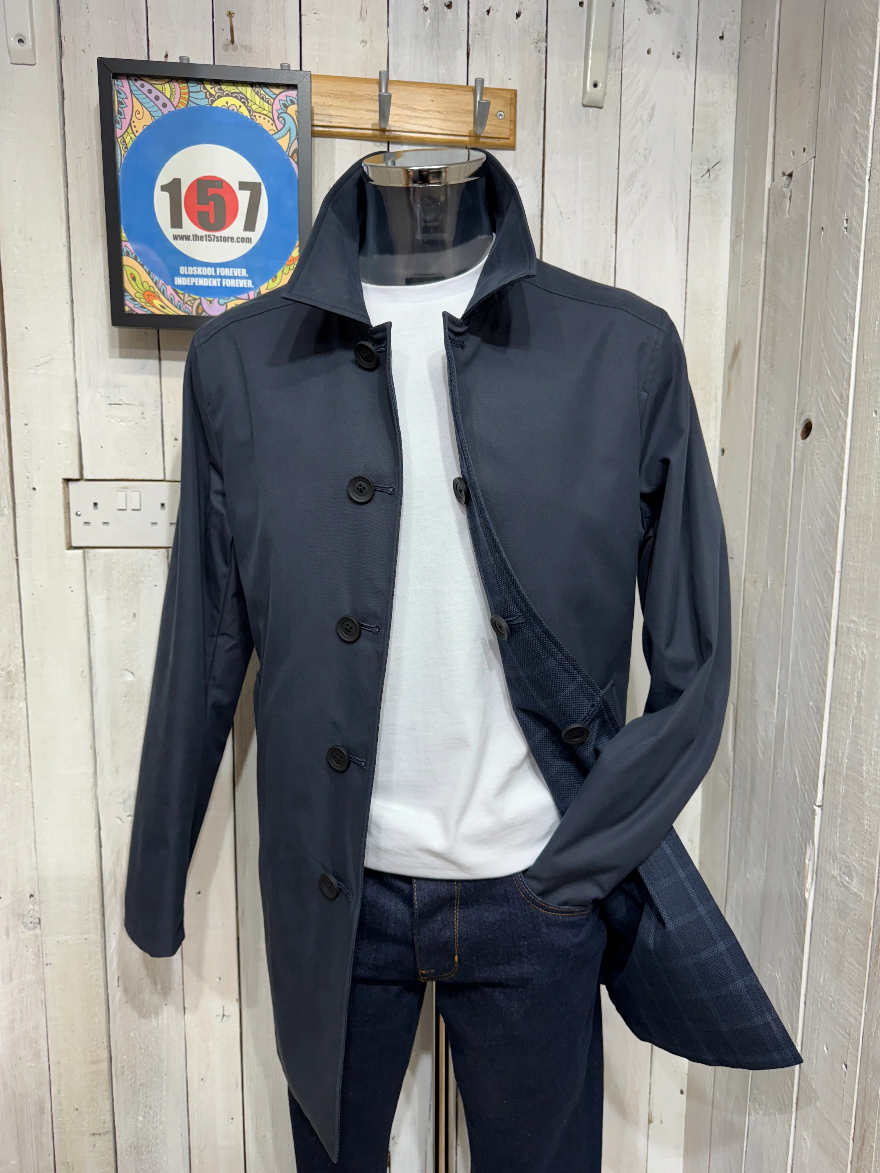Guards of London Montague Reversible Mac - Navy Blue Weave - Image 2