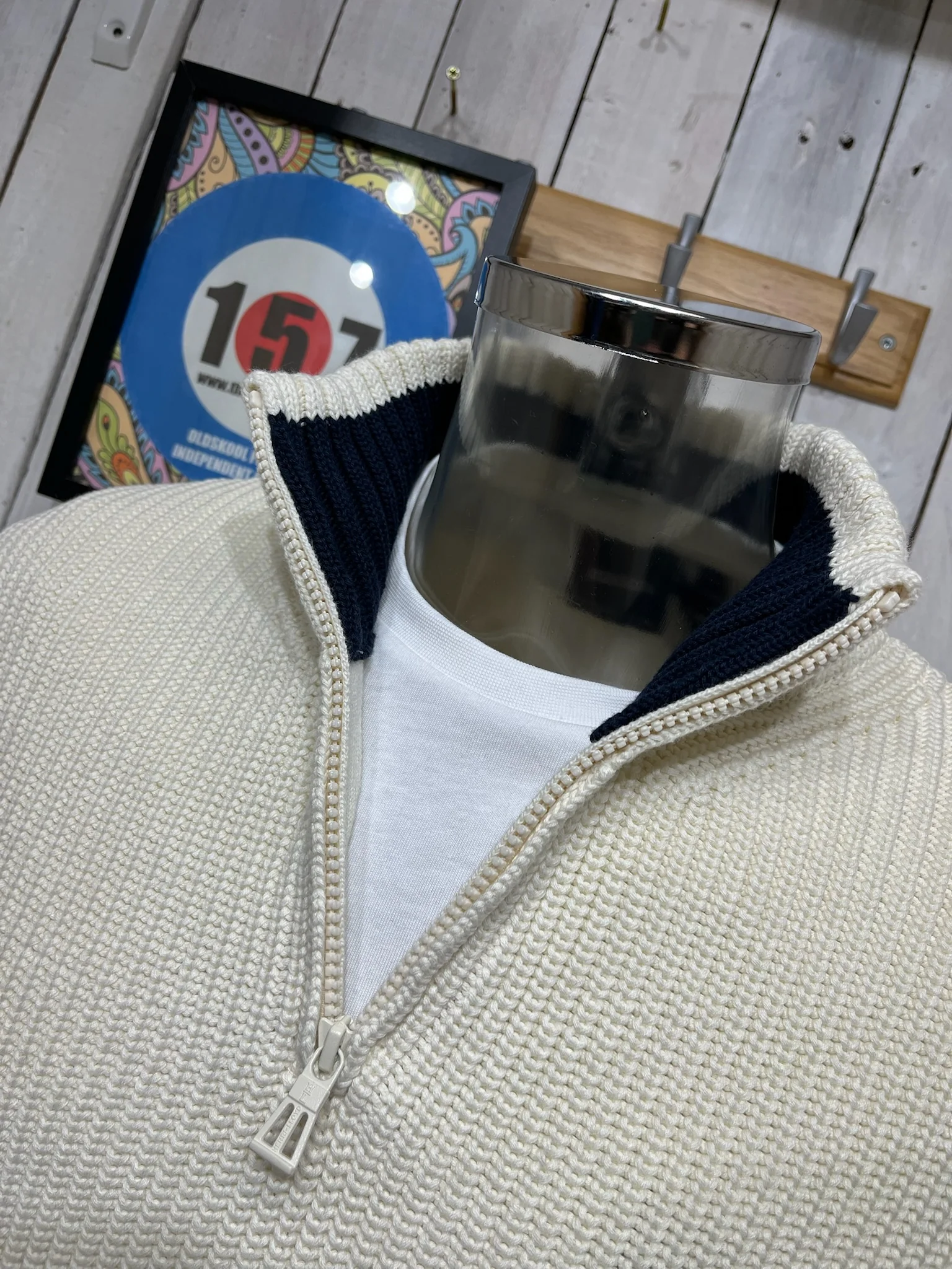Henri Lloyd Quarter Zip Jumper - Ecru - Image 5