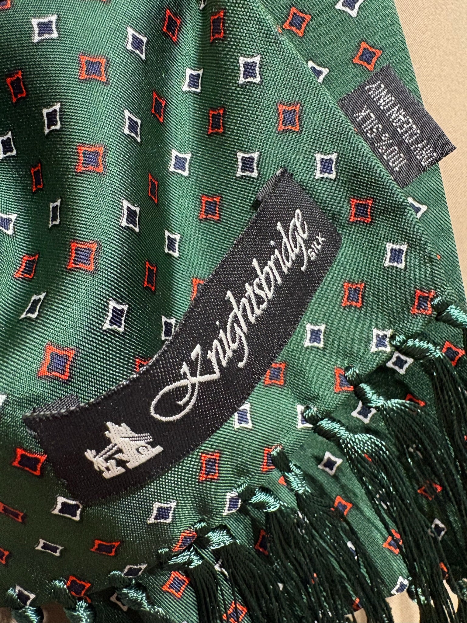 Knightsbridge Silk Scarf - Racing Green - Red Diamond - Image 3