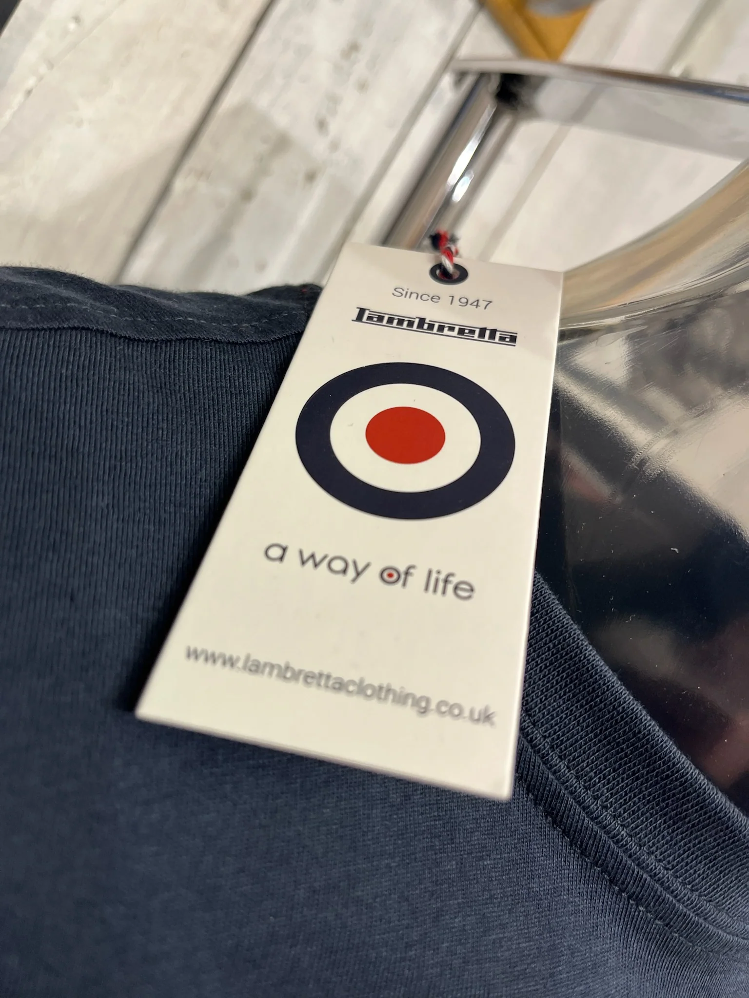 Lambretta Fade Racing Stripe Tee - Navy/ Red/ White - Image 4