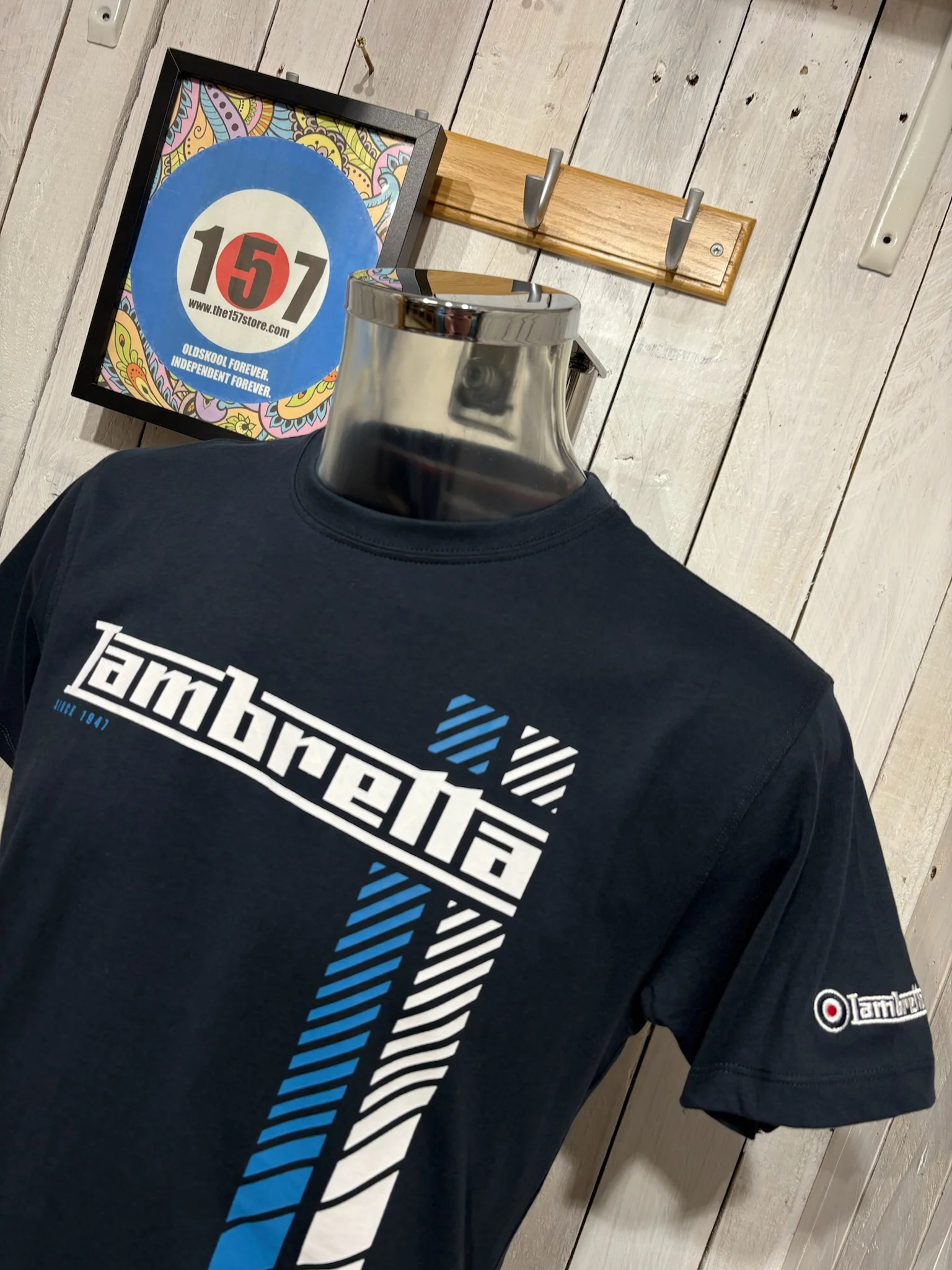 Lambretta Fade Racing Stripe Tee - Navy / Blue - Image 2
