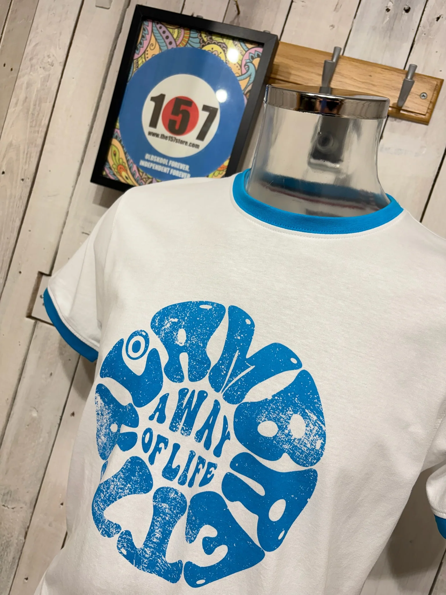 Lambretta Festival Ringer Tee - White Blue - Image 2