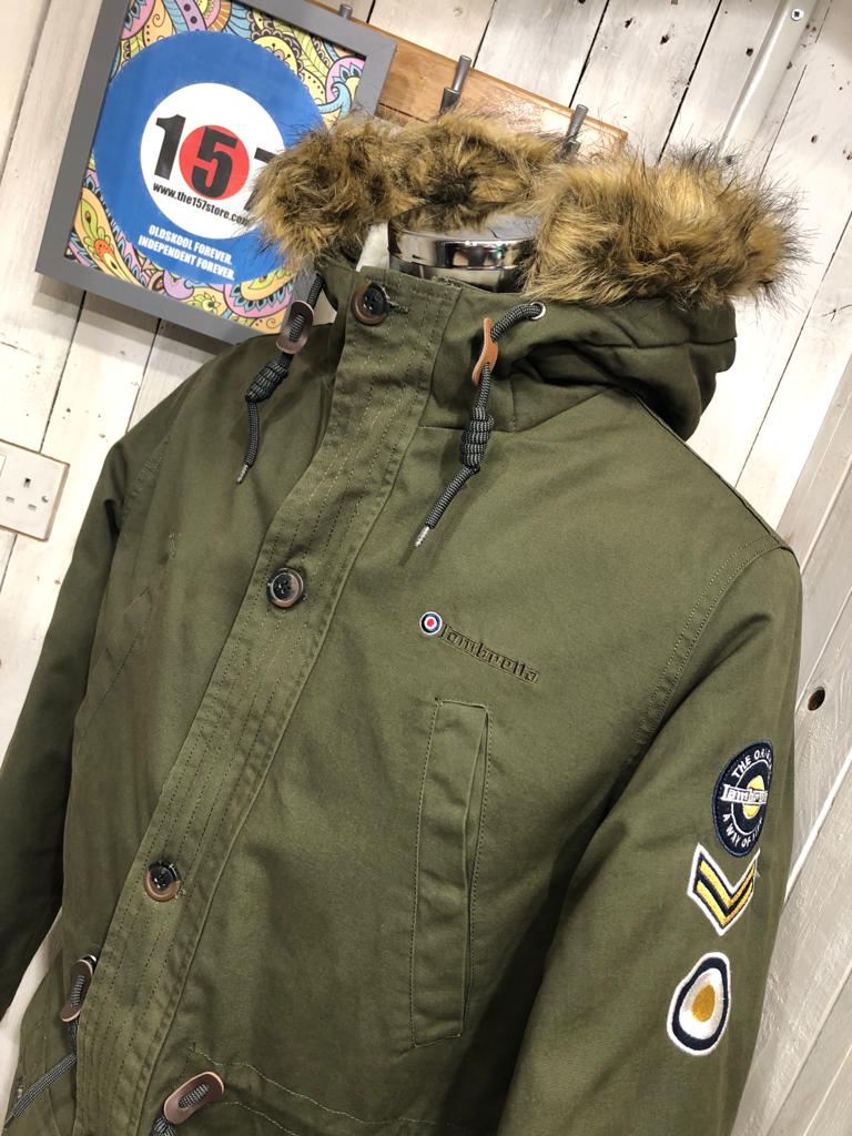 Lambretta Sherpa Parka - Khaki - Detachable Fur Collar - Image 3