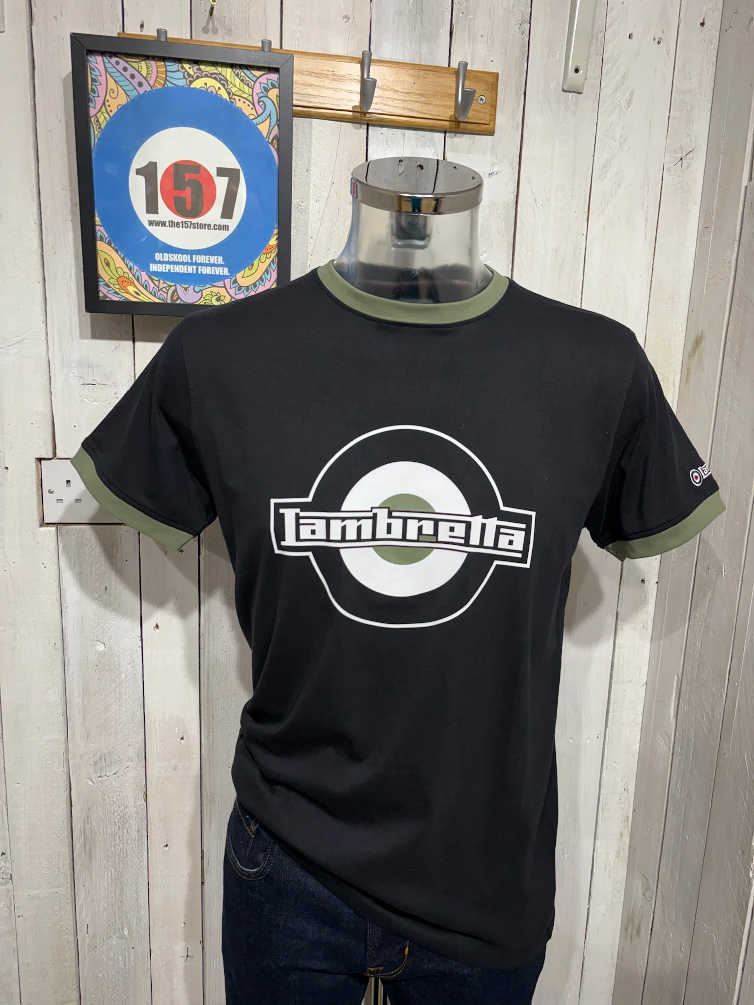 Lambretta Logo Ringer Tee - Black / Khaki