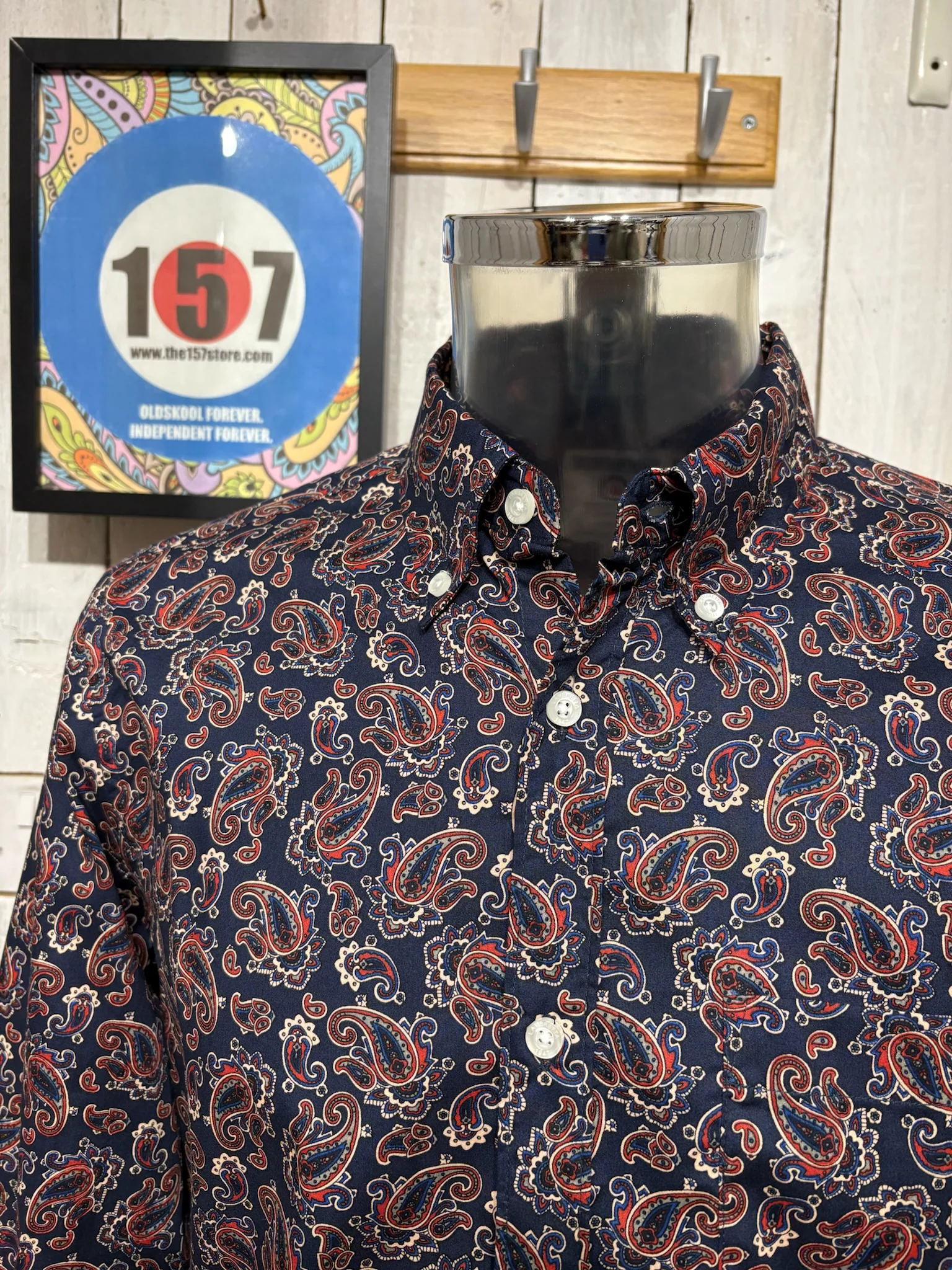 Lambretta Long Sleeve Paisley Shirt - Navy (AW25) - Image 2