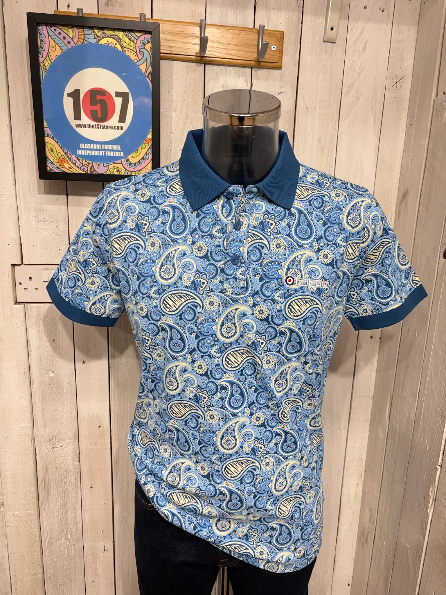 Lambretta Paisley Brand Polo - Dark Blue / Wood Ash