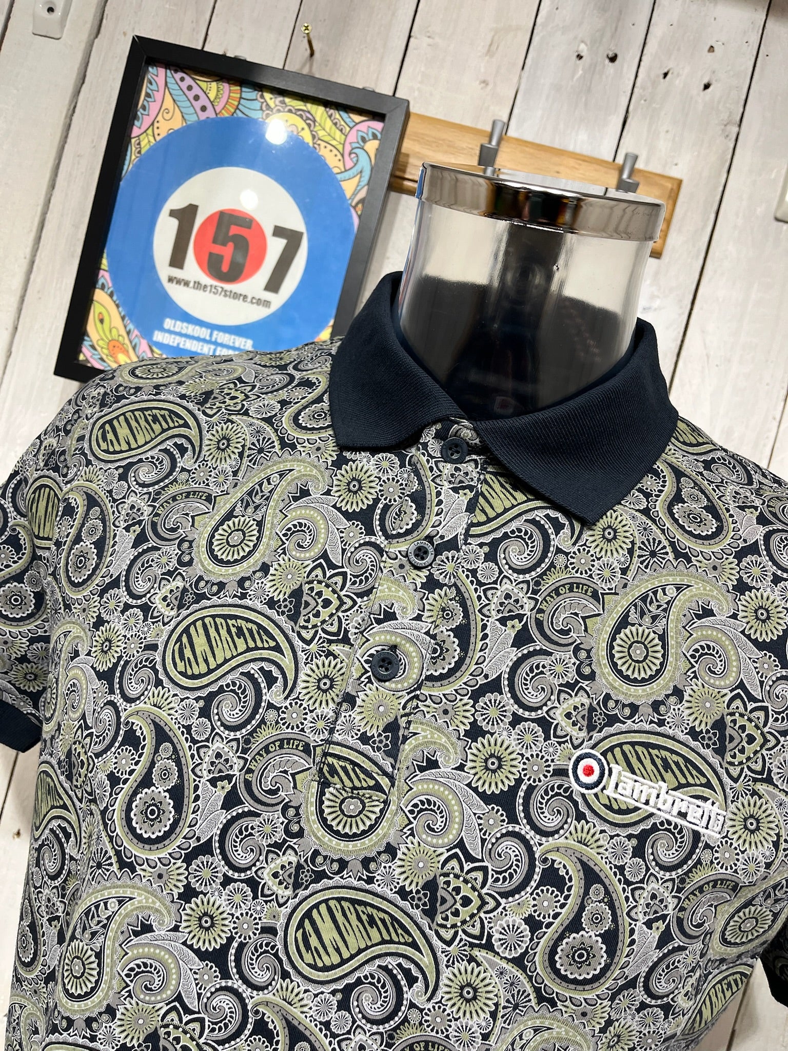 Lambretta Paisley Brand Polo - Navy Grey - Image 2