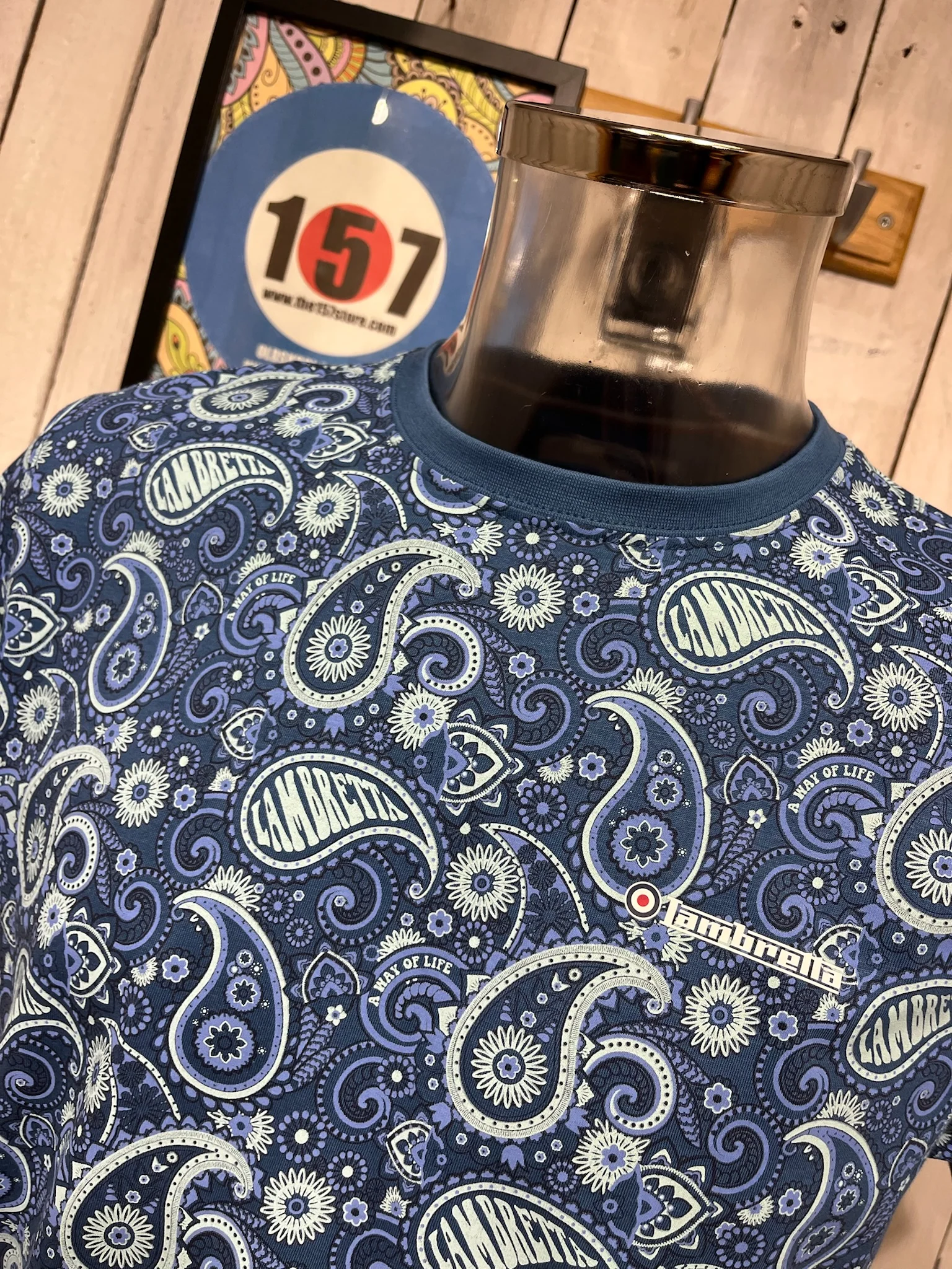 Lambretta Paisley Brand Tee - Dark Blue - Image 3