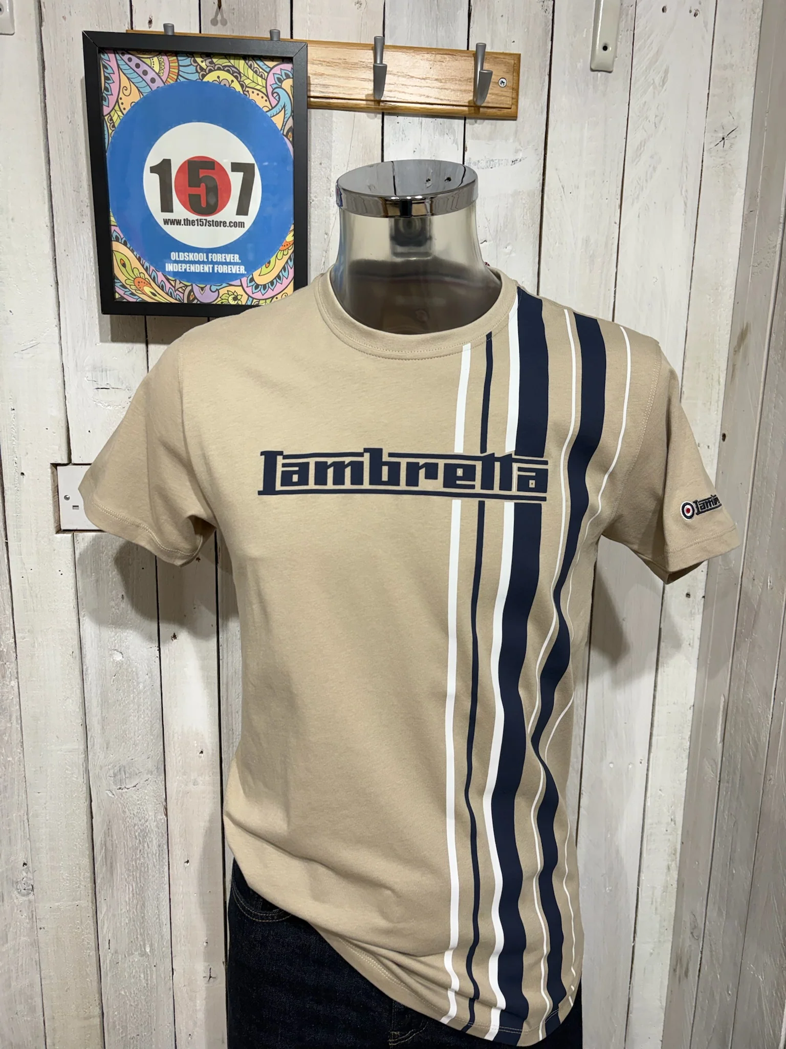 Lambretta Racing Stripe Tee - Stone