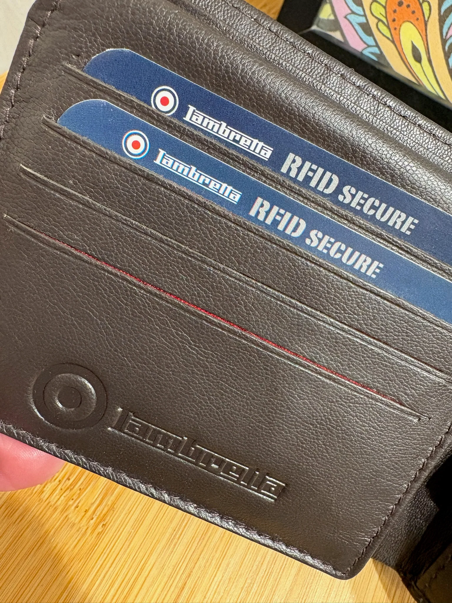Lambretta RFID Protected Wallet - Dark Brown Pinhole - Image 6