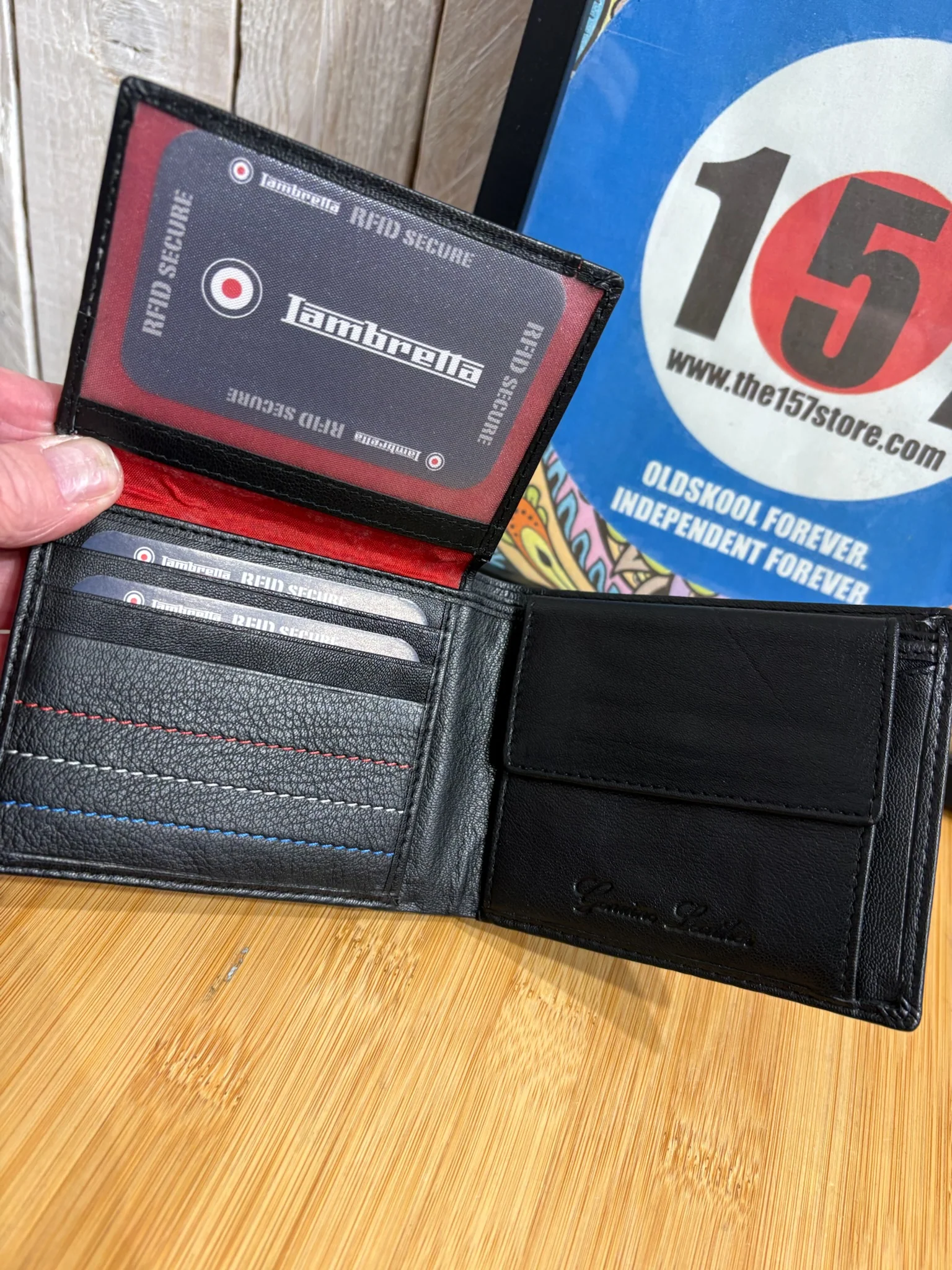 Lambretta RFID Protected Wallet - Embossed Leather Black - Image 2
