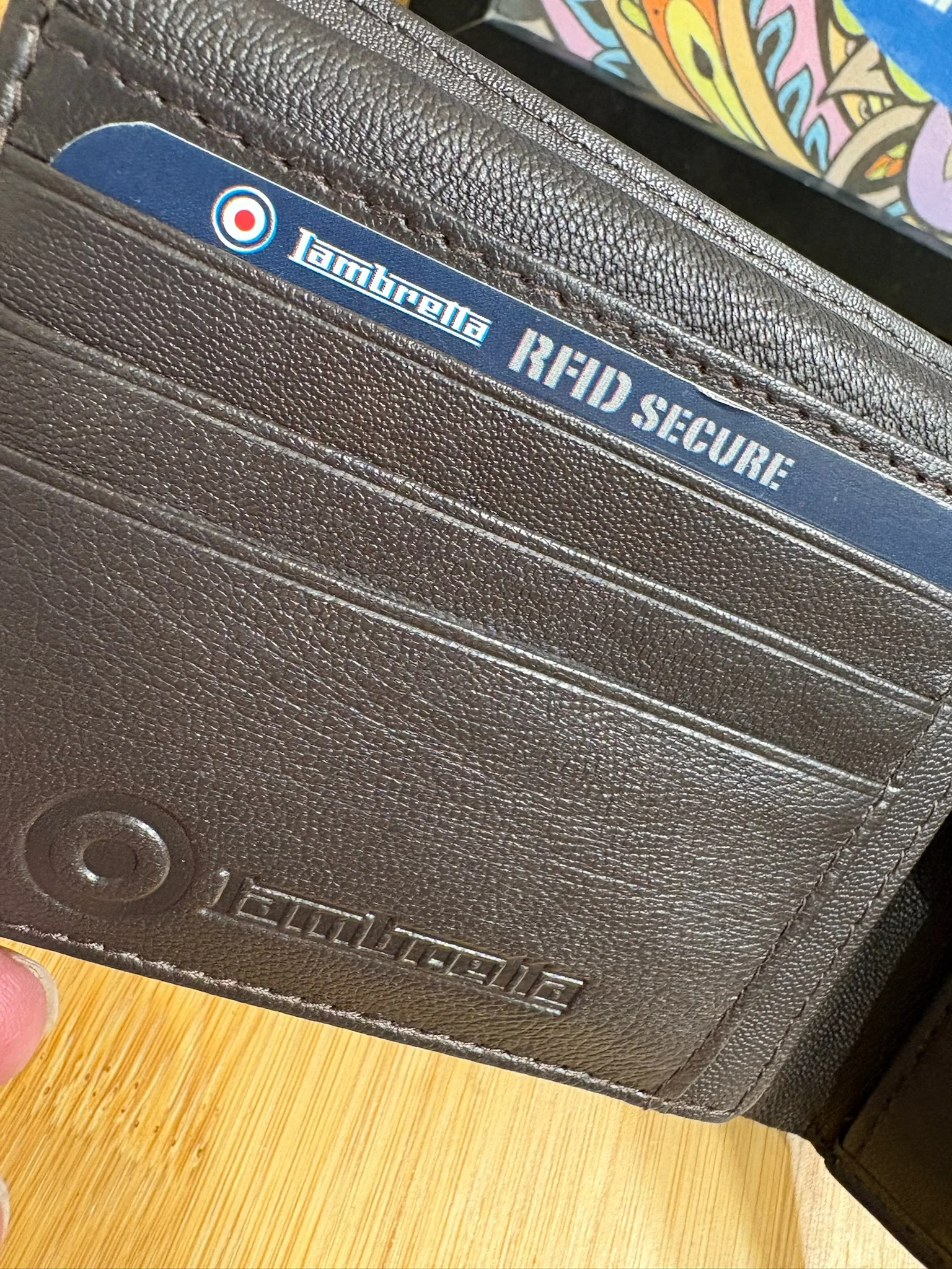 Lambretta RFID Protected Wallet - Embossed Leather Dark Brown - Image 5
