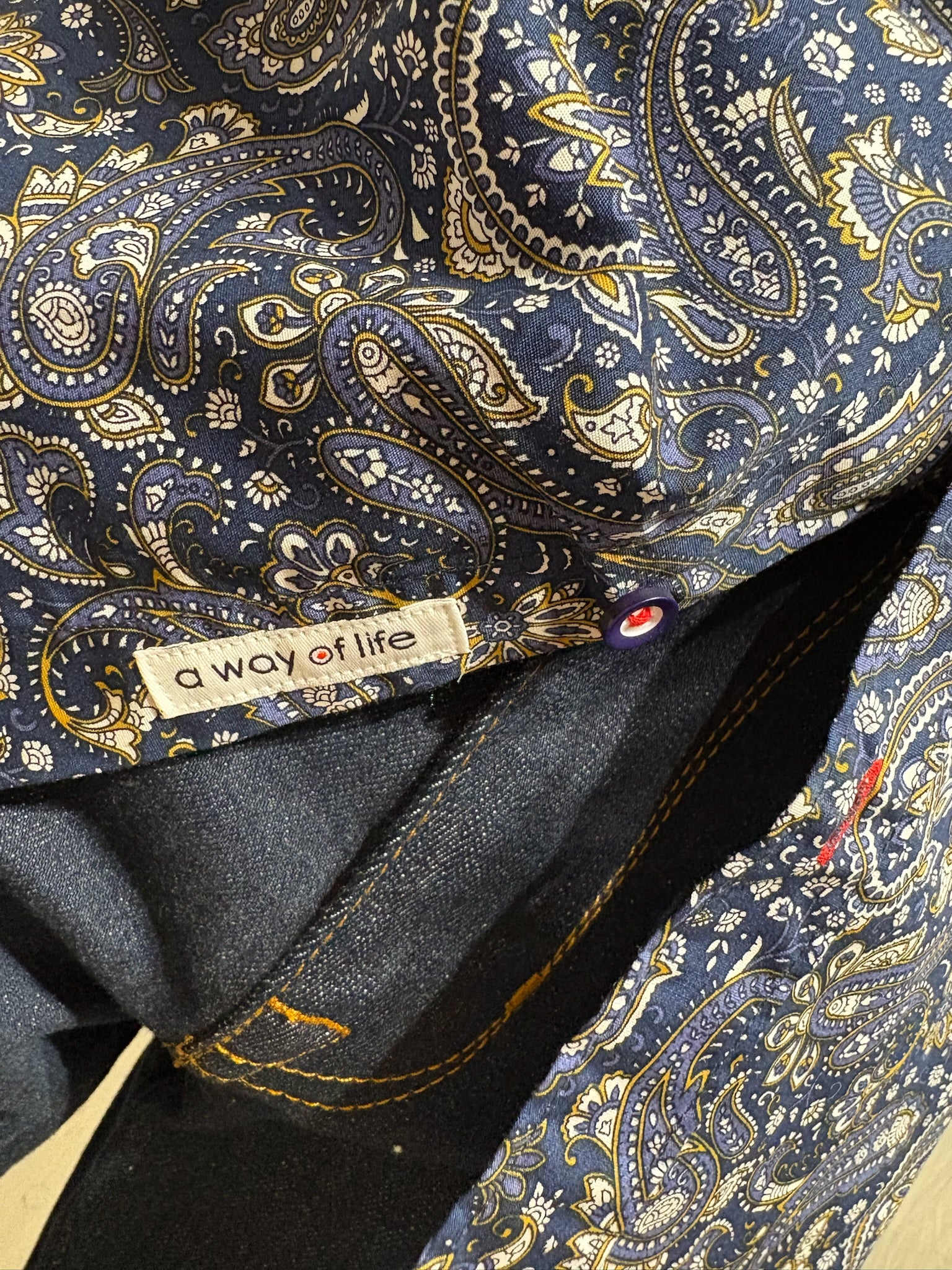 Lambretta Short Sleeve Paisley Shirt - Navy - Image 4