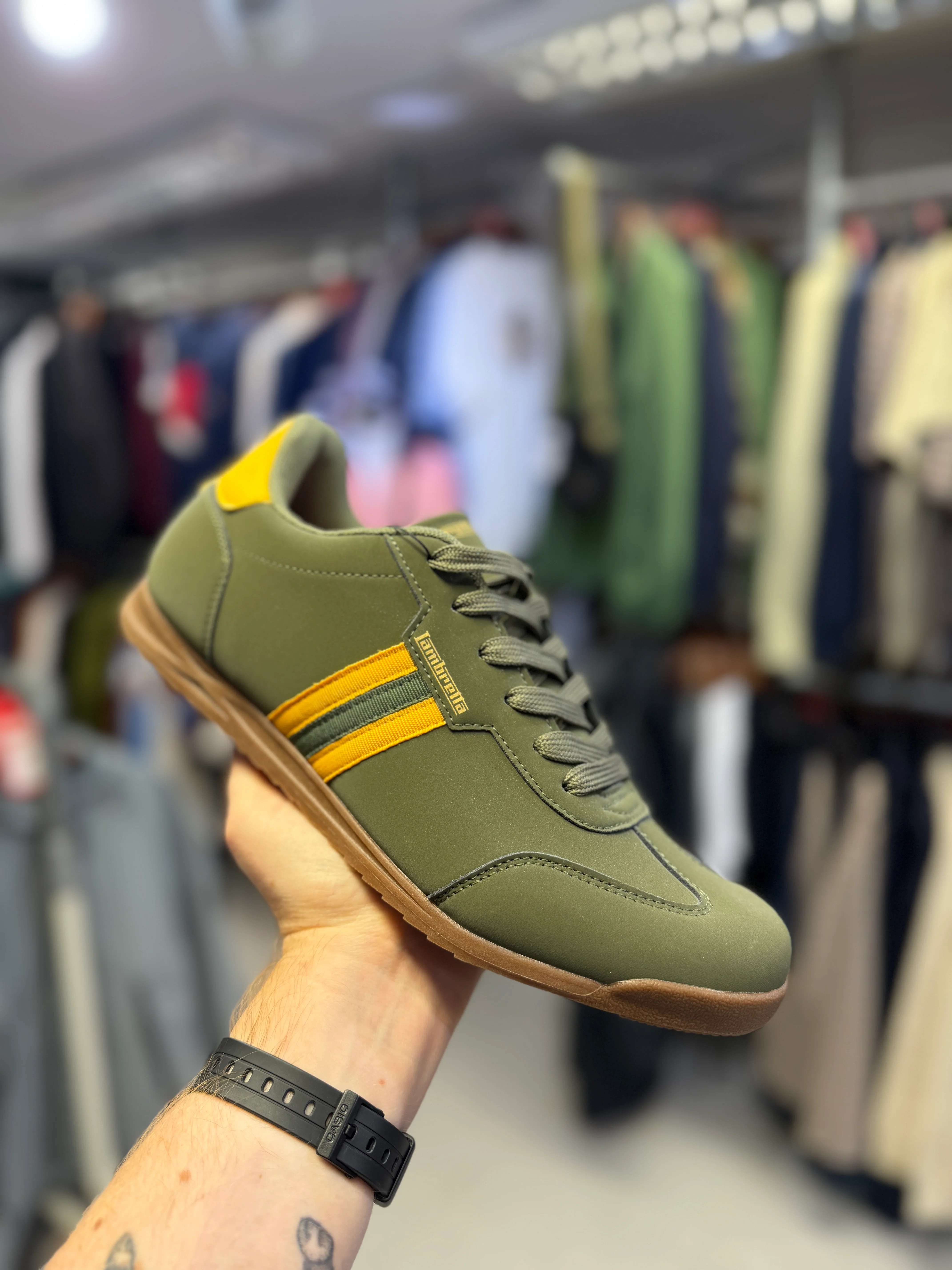 Lambretta Tackle Trainers - Khaki Gold
